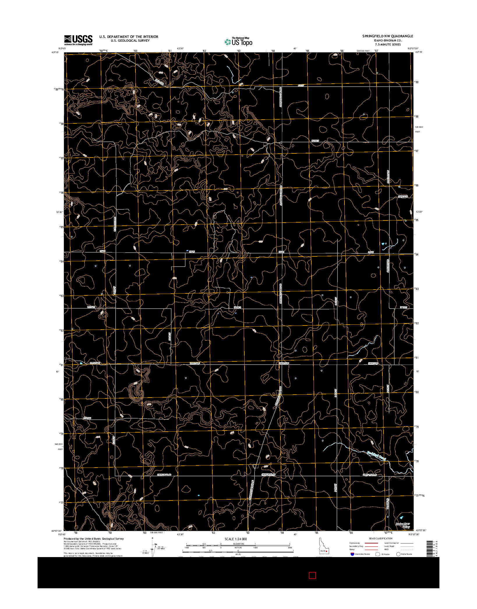 USGS US TOPO 7.5-MINUTE MAP FOR SPRINGFIELD NW, ID 2017