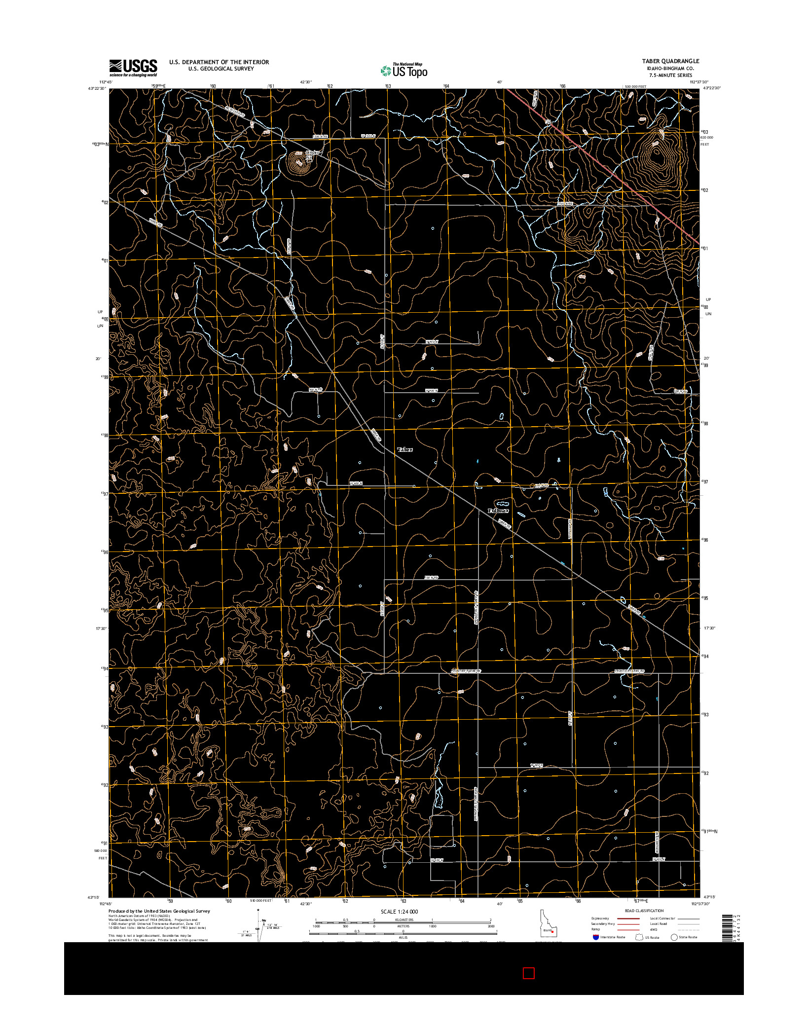 USGS US TOPO 7.5-MINUTE MAP FOR TABER, ID 2017