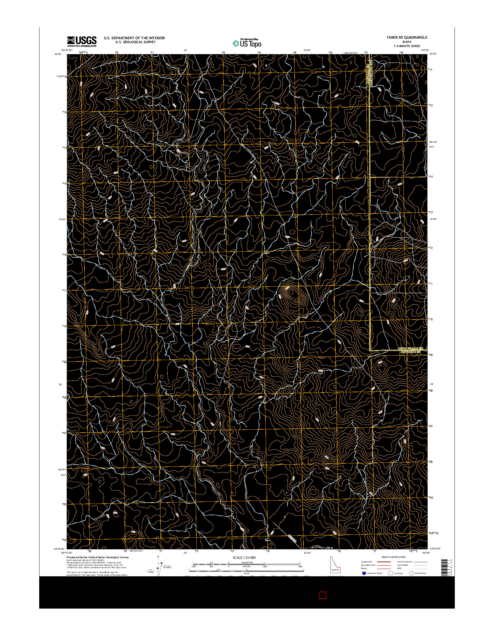 USGS US TOPO 7.5-MINUTE MAP FOR TABER NE, ID 2017