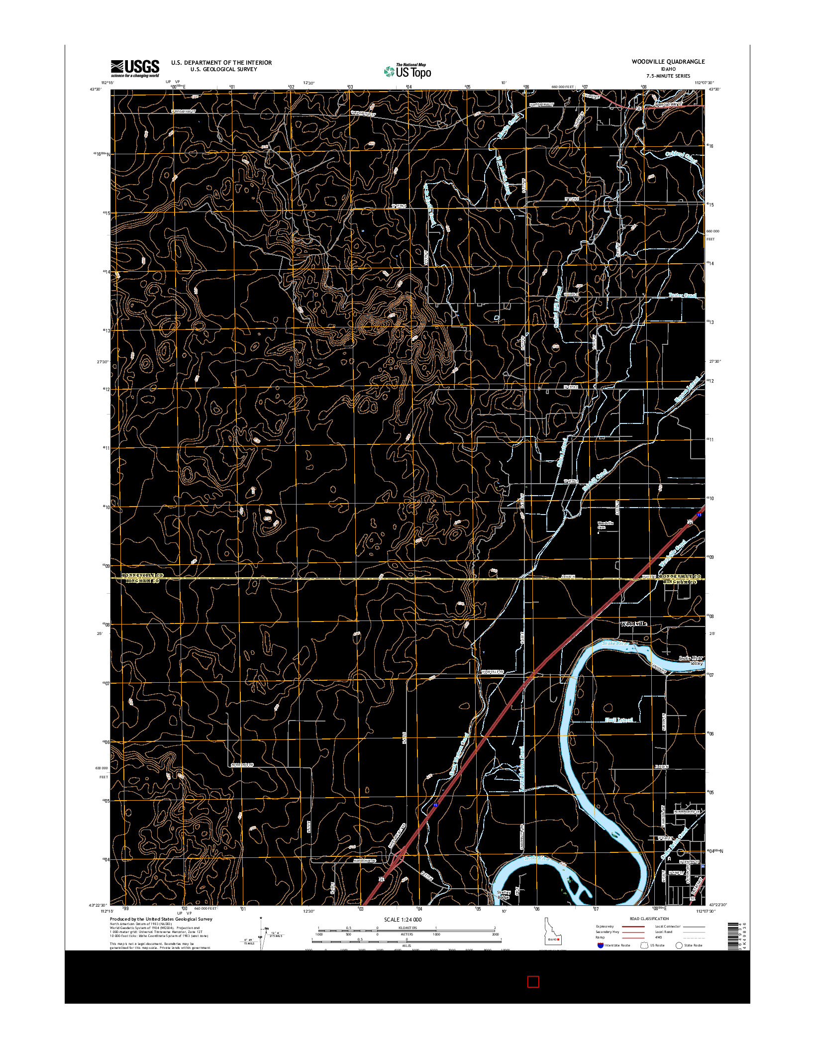 USGS US TOPO 7.5-MINUTE MAP FOR WOODVILLE, ID 2017