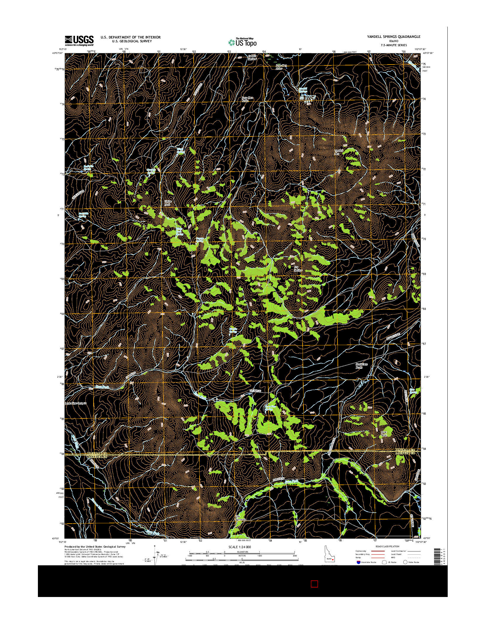 USGS US TOPO 7.5-MINUTE MAP FOR YANDELL SPRINGS, ID 2017