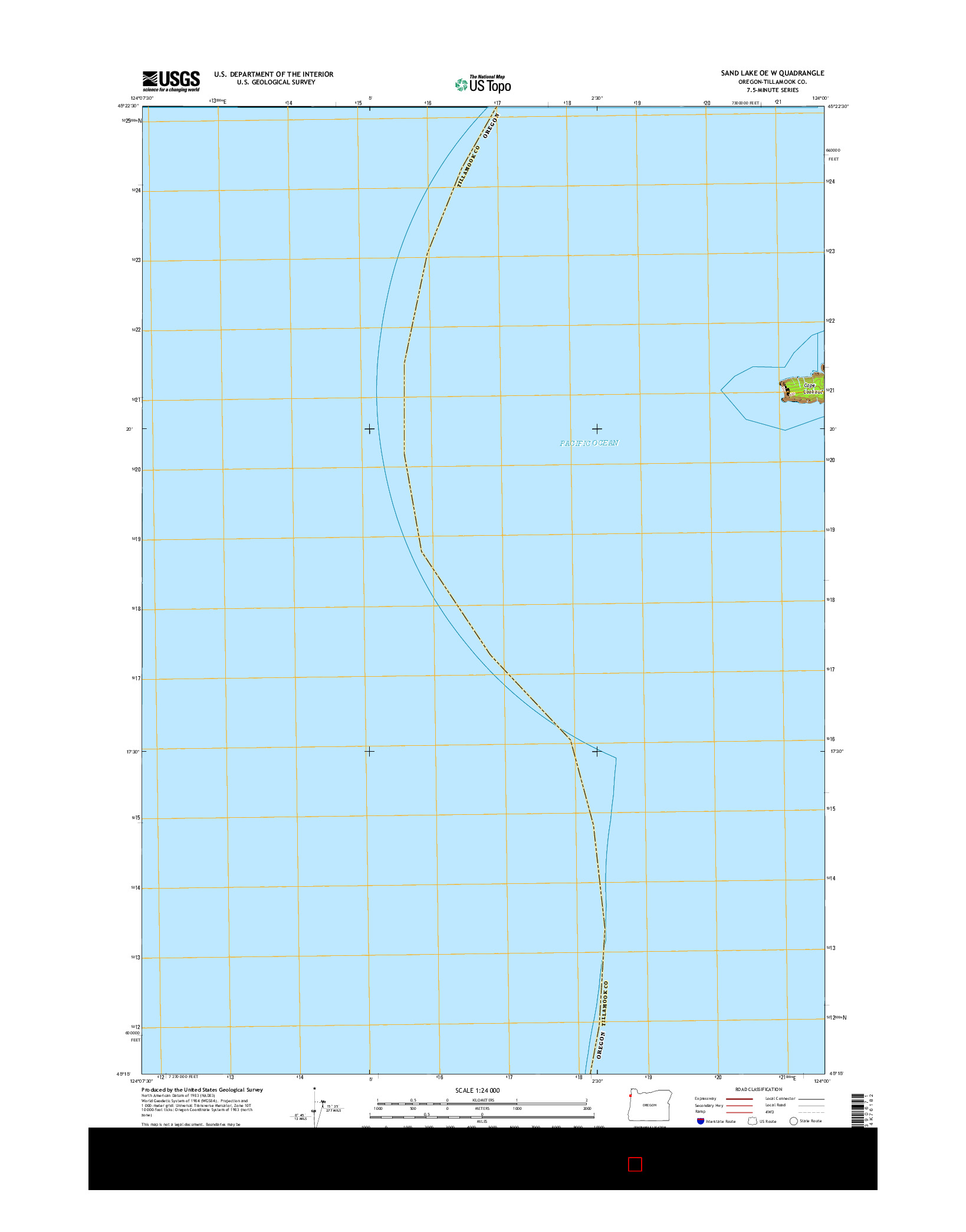 USGS US TOPO 7.5-MINUTE MAP FOR SAND LAKE OE W, OR 2017