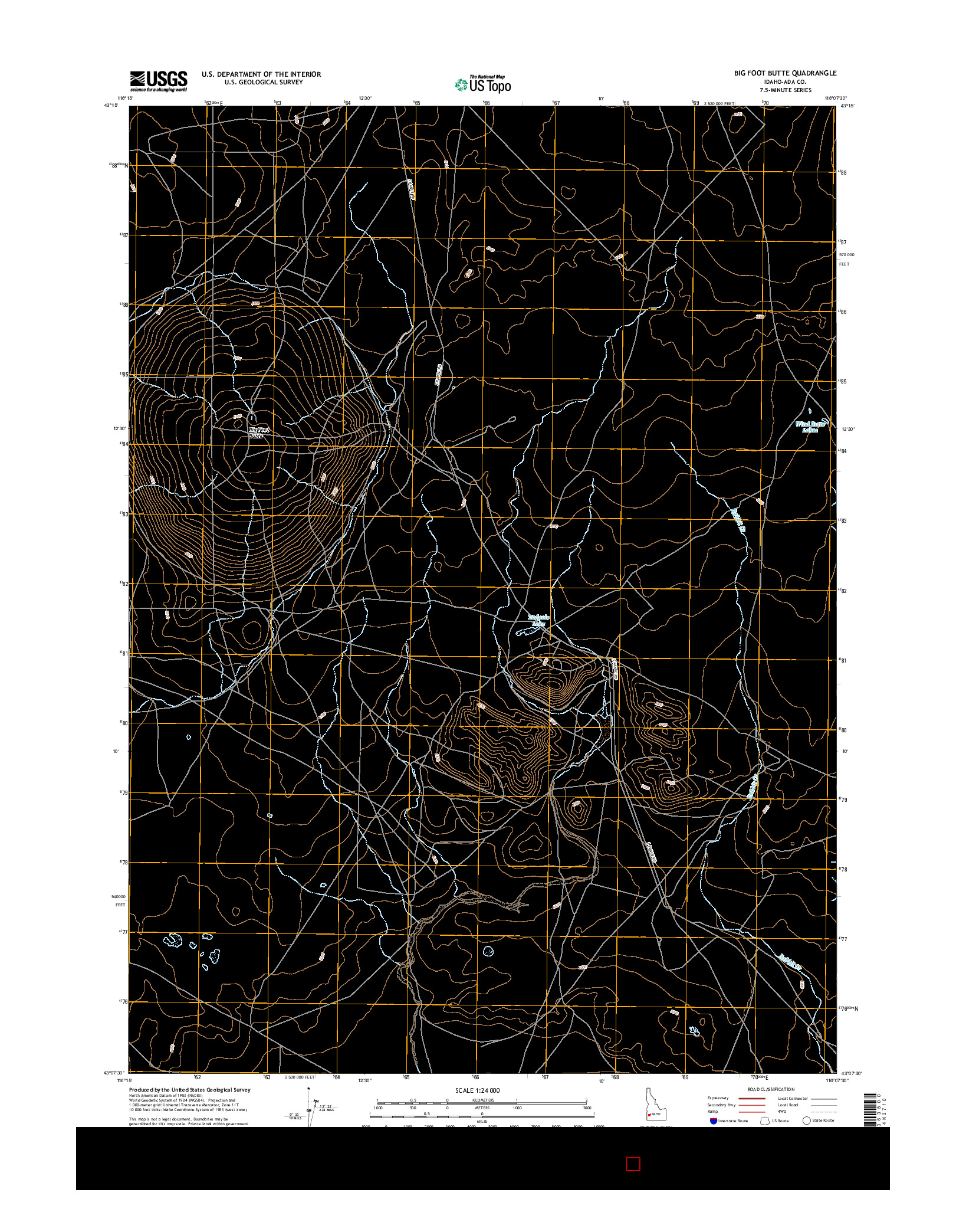 USGS US TOPO 7.5-MINUTE MAP FOR BIG FOOT BUTTE, ID 2017