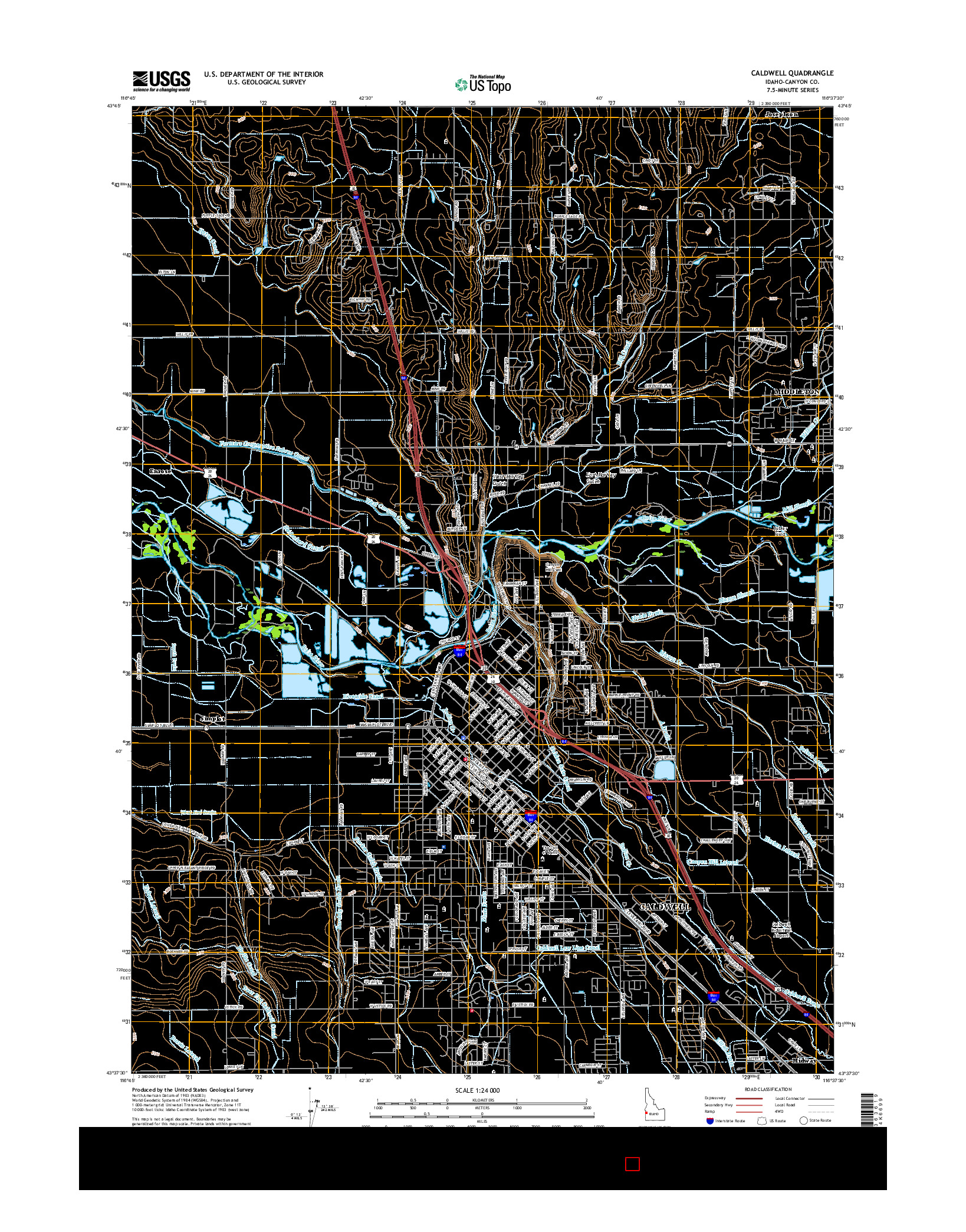 USGS US TOPO 7.5-MINUTE MAP FOR CALDWELL, ID 2017