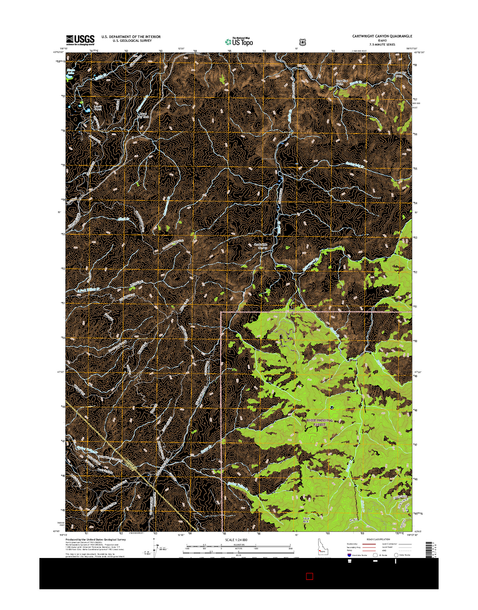 USGS US TOPO 7.5-MINUTE MAP FOR CARTWRIGHT CANYON, ID 2017