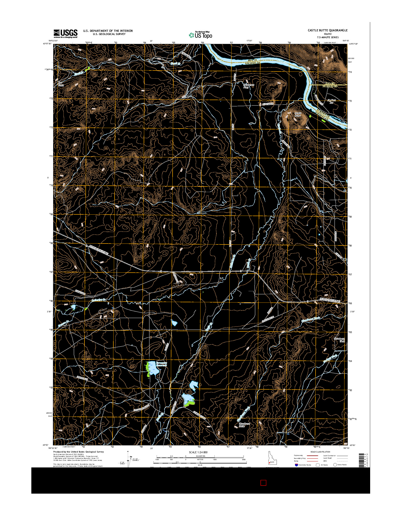 USGS US TOPO 7.5-MINUTE MAP FOR CASTLE BUTTE, ID 2017