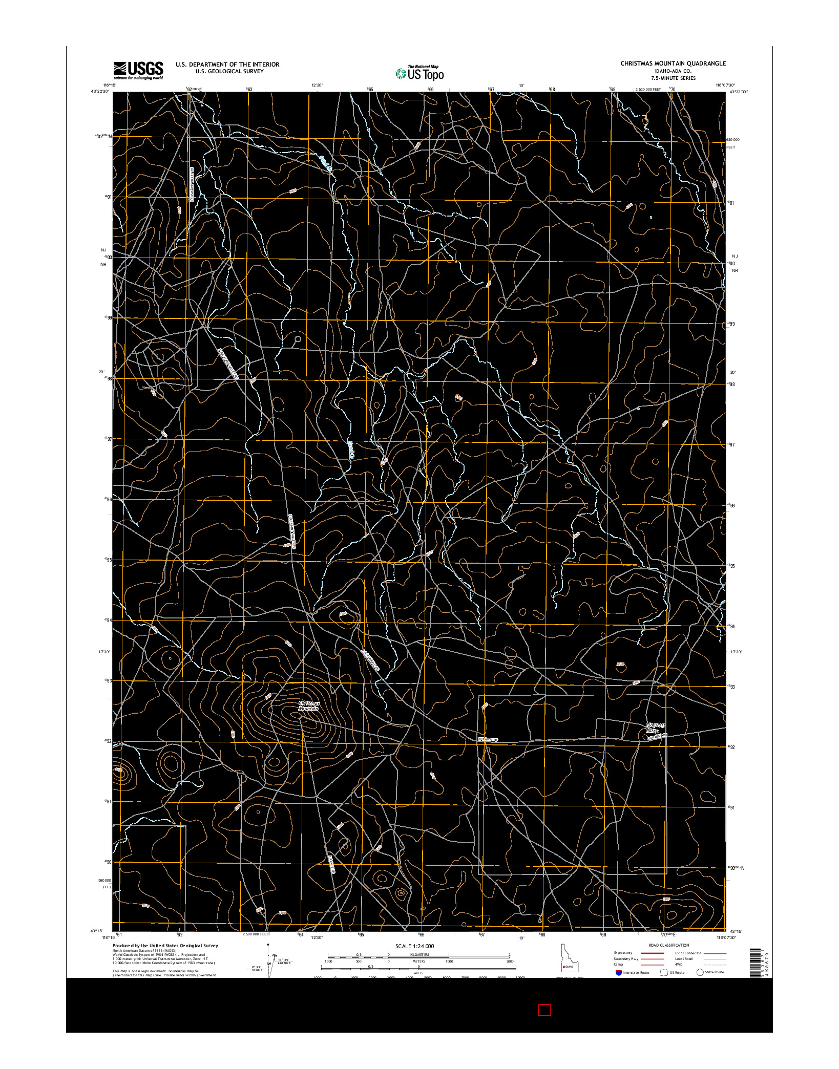 USGS US TOPO 7.5-MINUTE MAP FOR CHRISTMAS MOUNTAIN, ID 2017