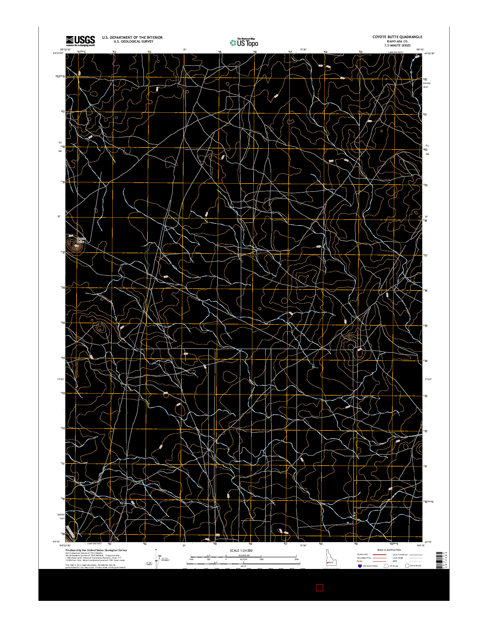 USGS US TOPO 7.5-MINUTE MAP FOR COYOTE BUTTE, ID 2017