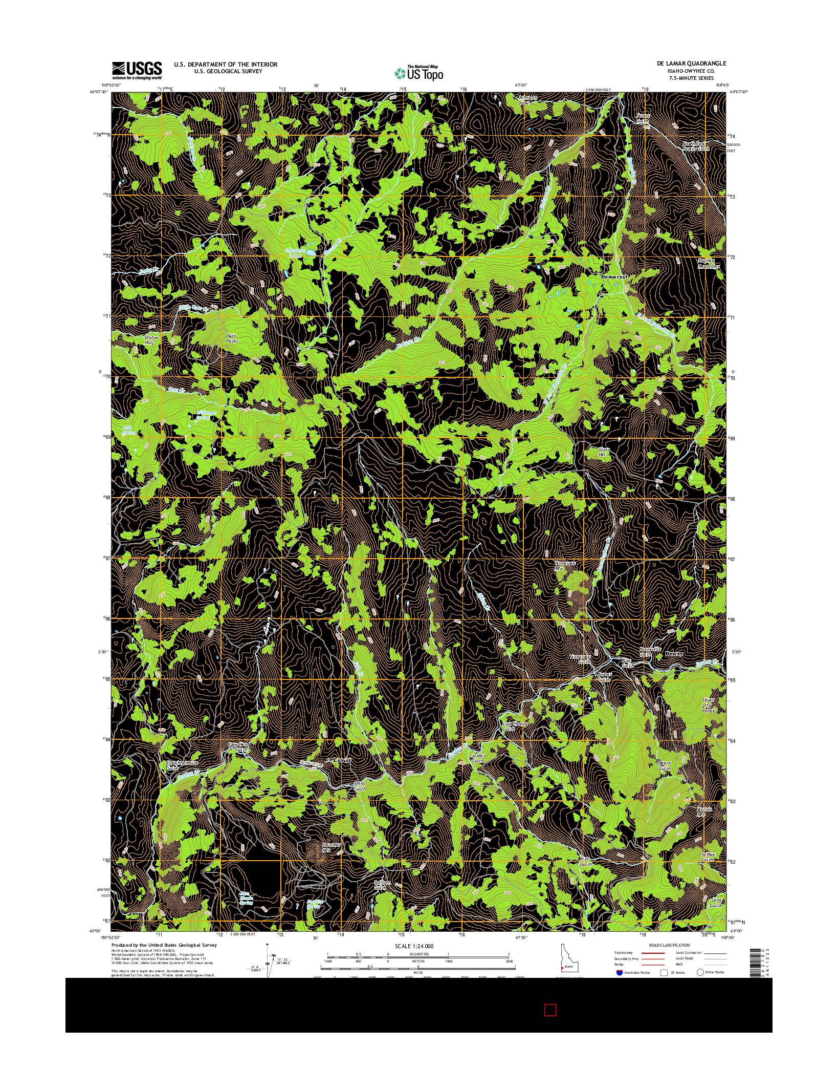 USGS US TOPO 7.5-MINUTE MAP FOR DE LAMAR, ID 2017