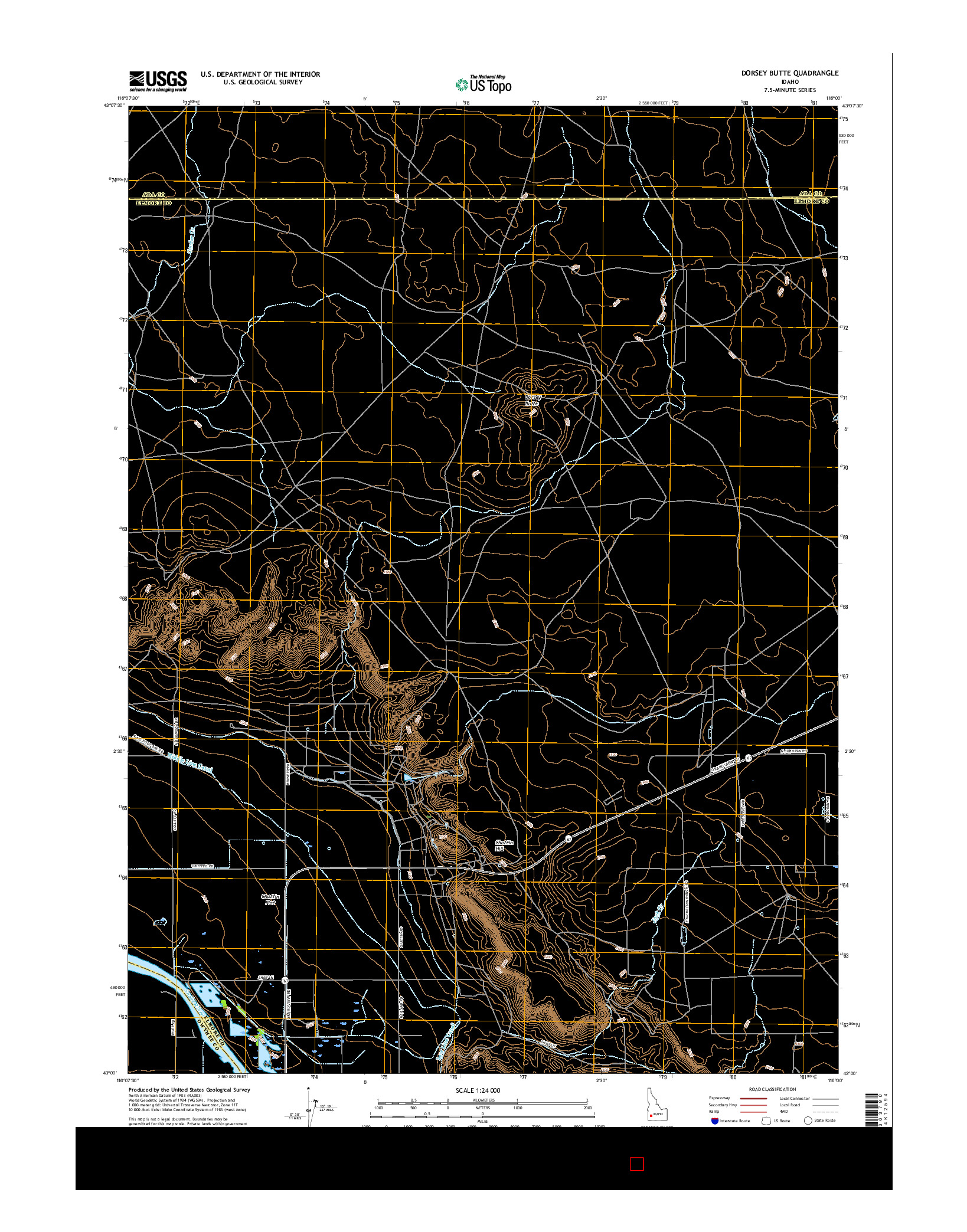 USGS US TOPO 7.5-MINUTE MAP FOR DORSEY BUTTE, ID 2017