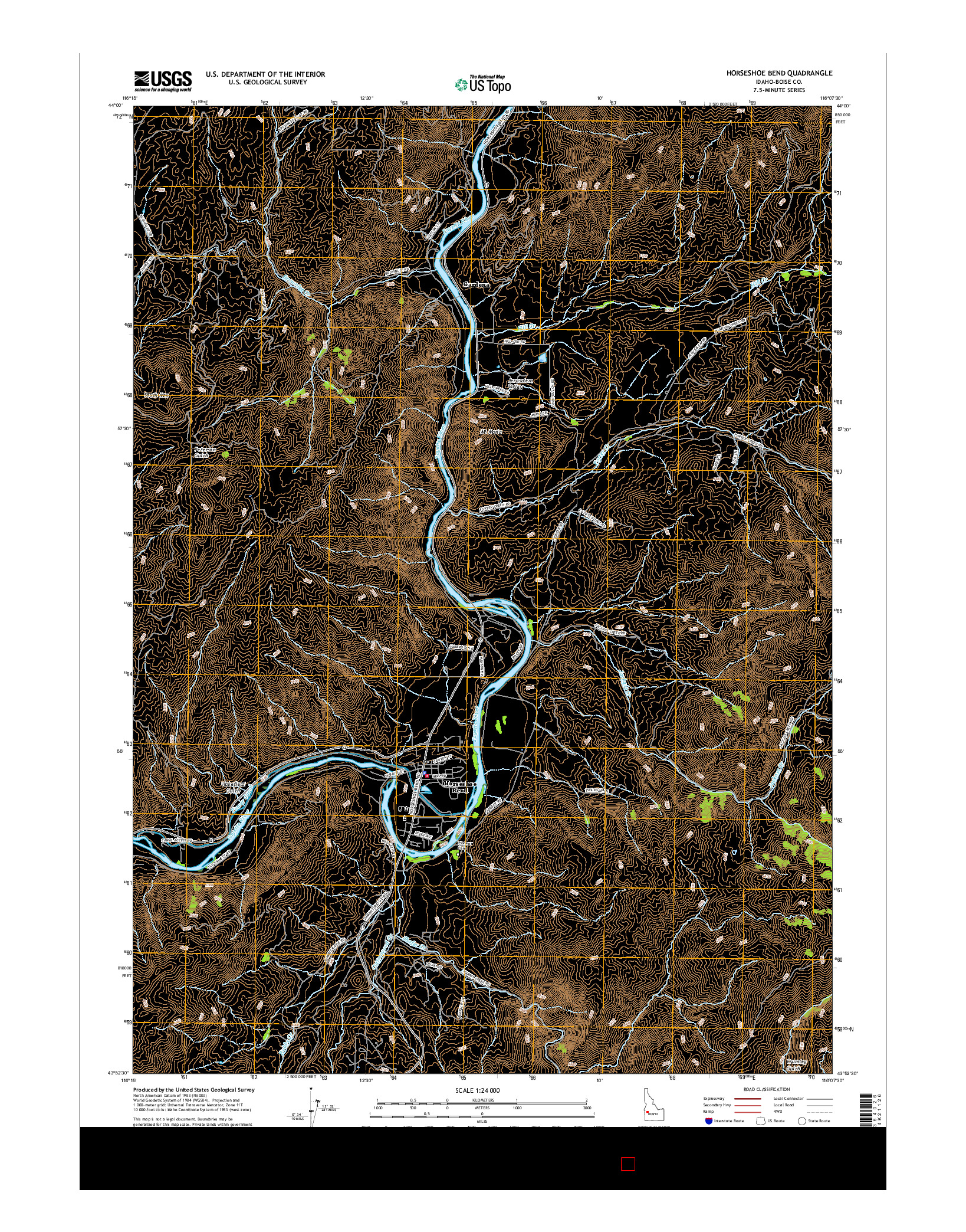 USGS US TOPO 7.5-MINUTE MAP FOR HORSESHOE BEND, ID 2017