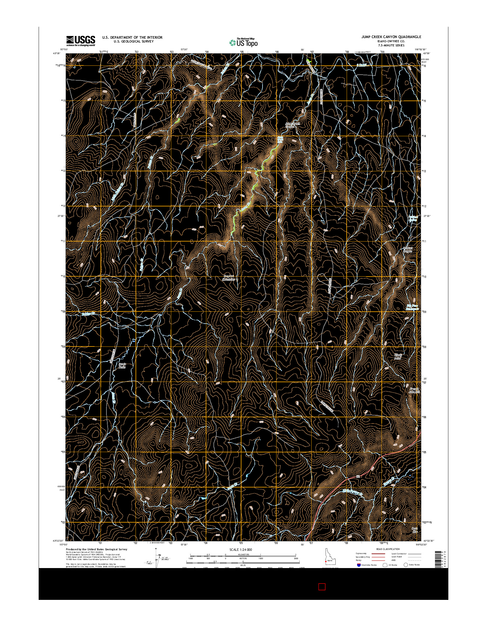 USGS US TOPO 7.5-MINUTE MAP FOR JUMP CREEK CANYON, ID 2017