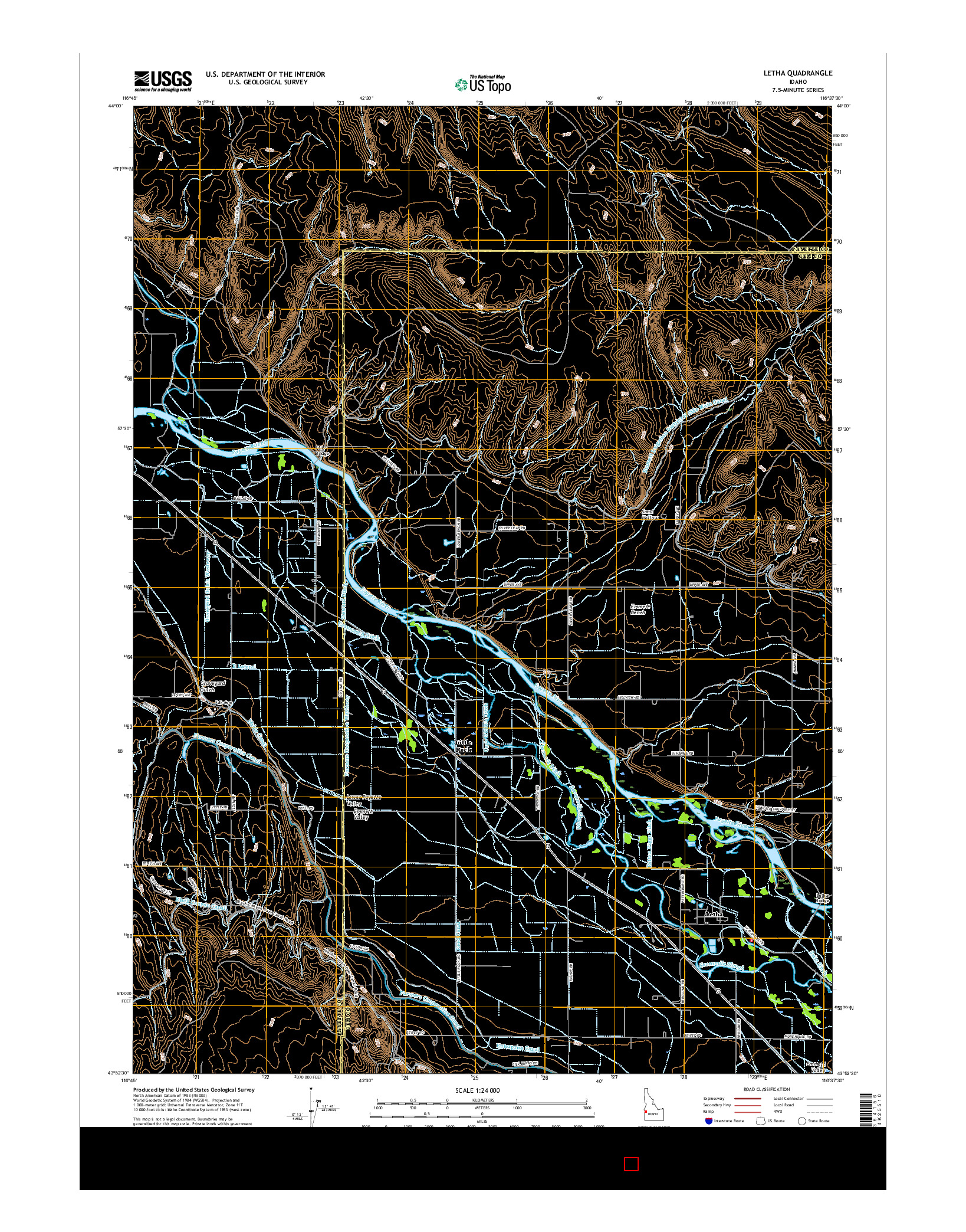 USGS US TOPO 7.5-MINUTE MAP FOR LETHA, ID 2017