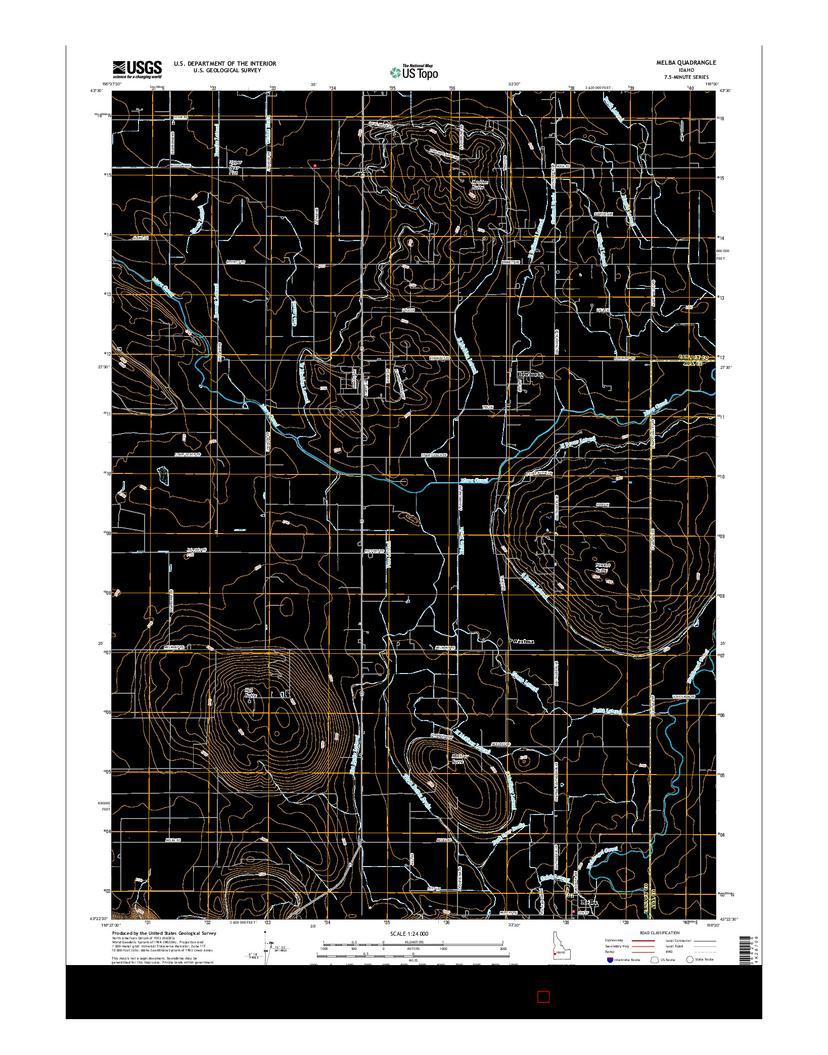 USGS US TOPO 7.5-MINUTE MAP FOR MELBA, ID 2017