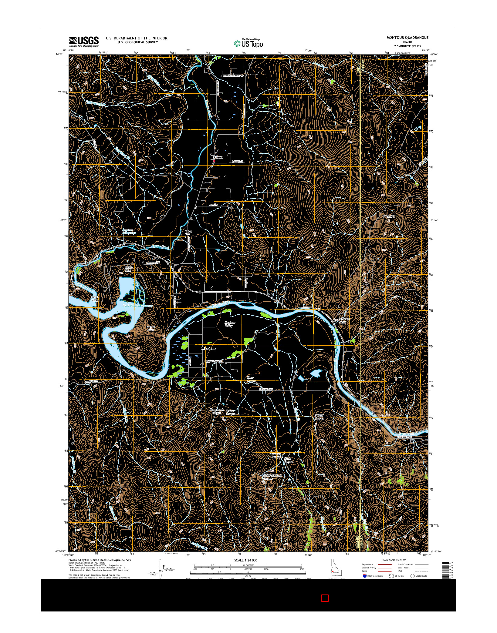 USGS US TOPO 7.5-MINUTE MAP FOR MONTOUR, ID 2017