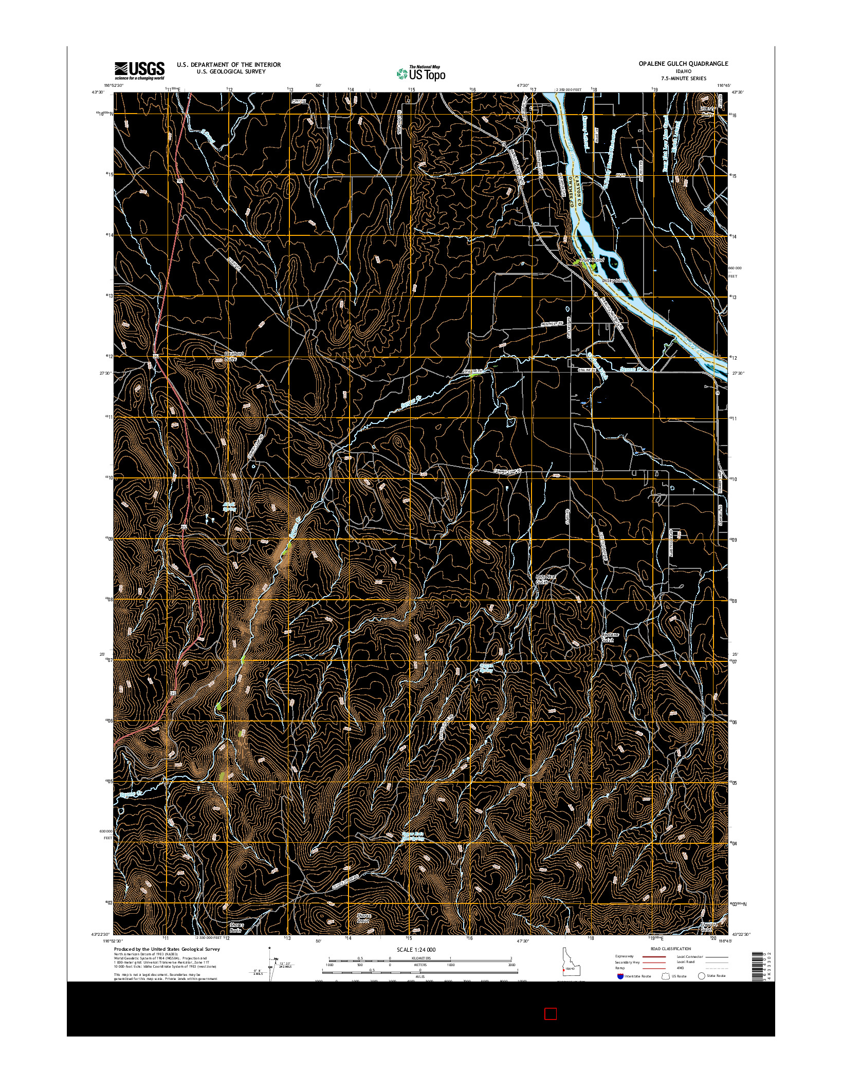 USGS US TOPO 7.5-MINUTE MAP FOR OPALENE GULCH, ID 2017