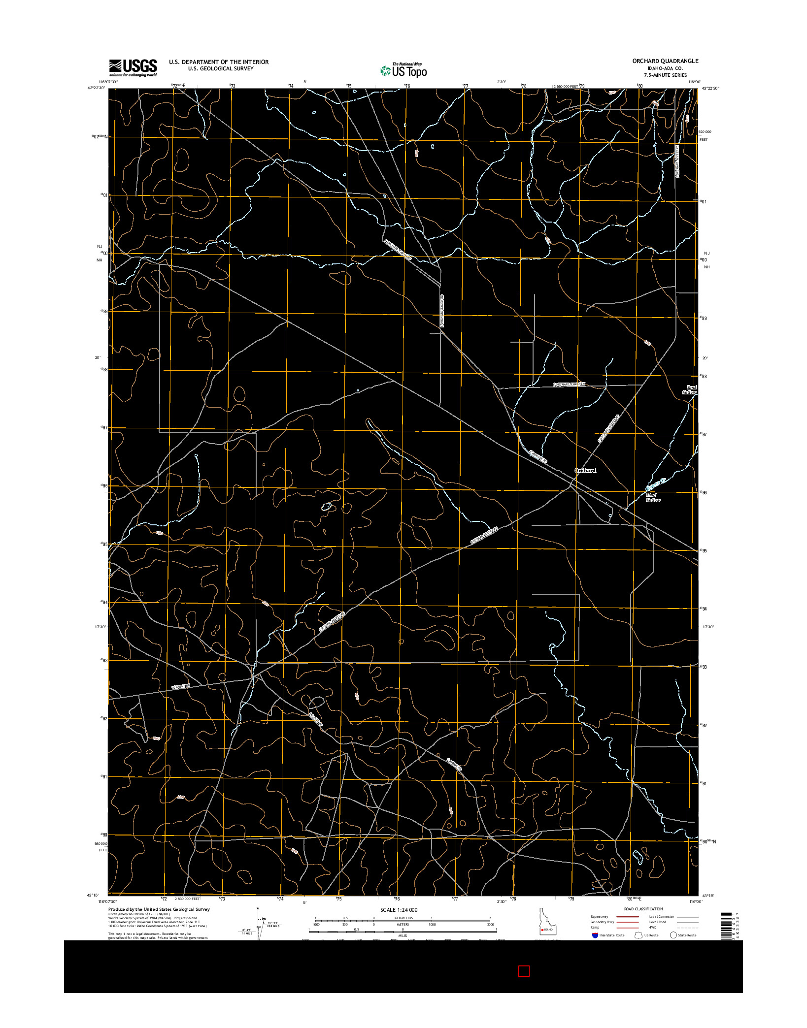 USGS US TOPO 7.5-MINUTE MAP FOR ORCHARD, ID 2017