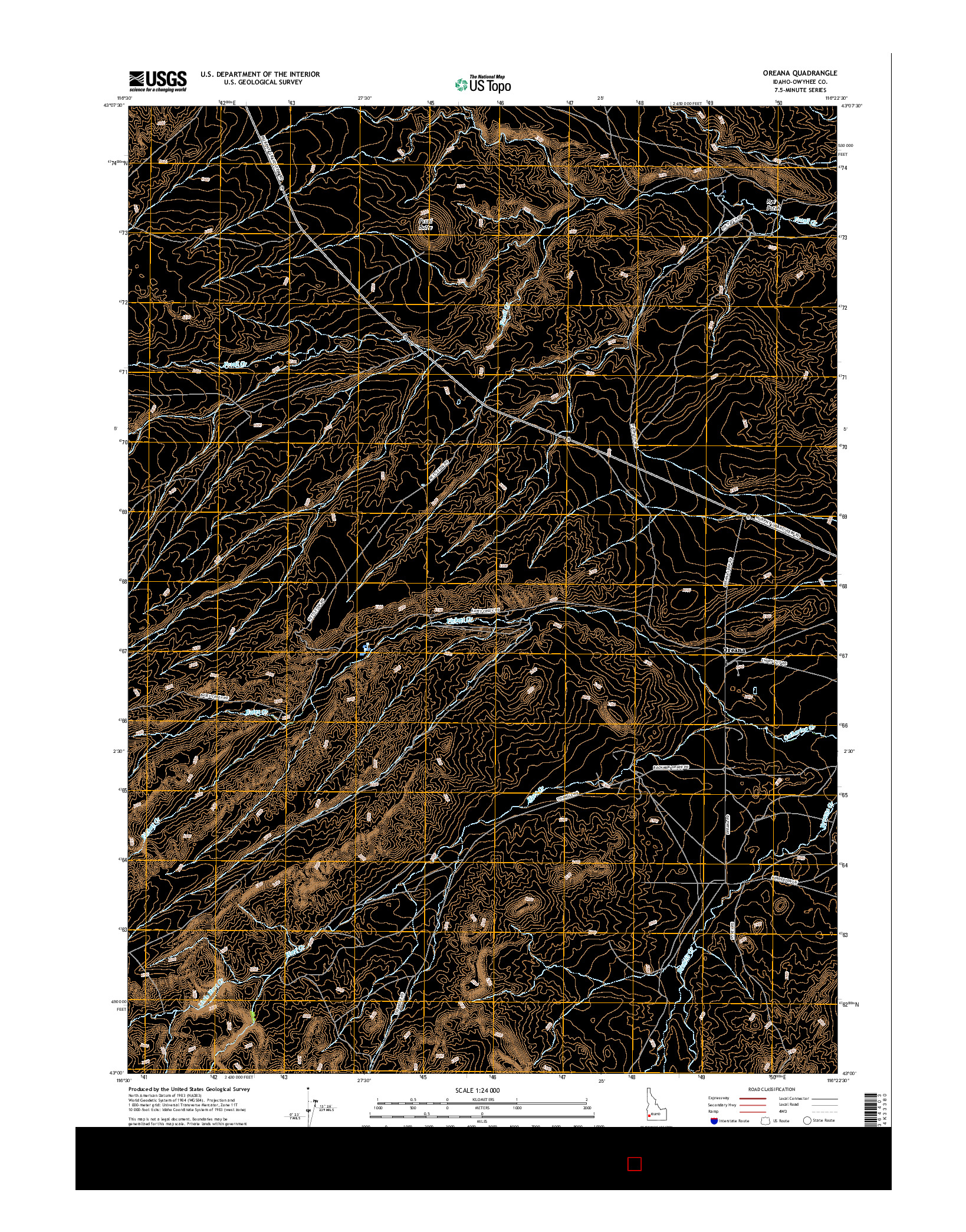 USGS US TOPO 7.5-MINUTE MAP FOR OREANA, ID 2017