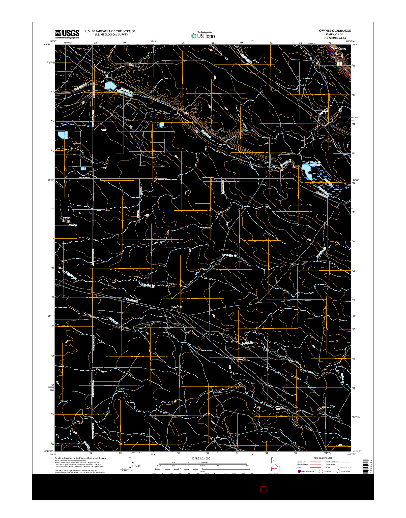 USGS US TOPO 7.5-MINUTE MAP FOR OWYHEE, ID 2017