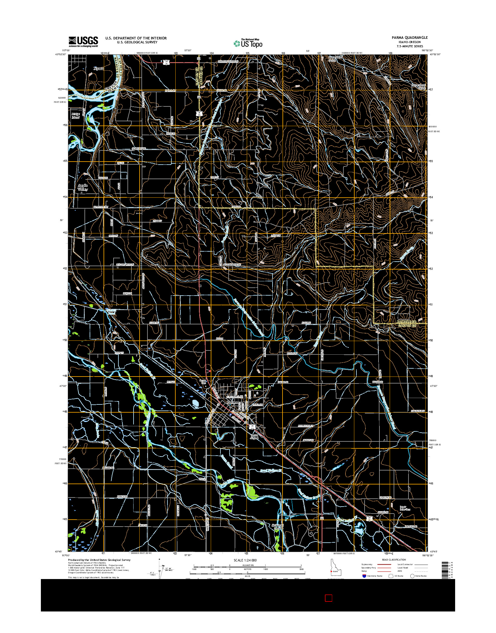 USGS US TOPO 7.5-MINUTE MAP FOR PARMA, ID-OR 2017