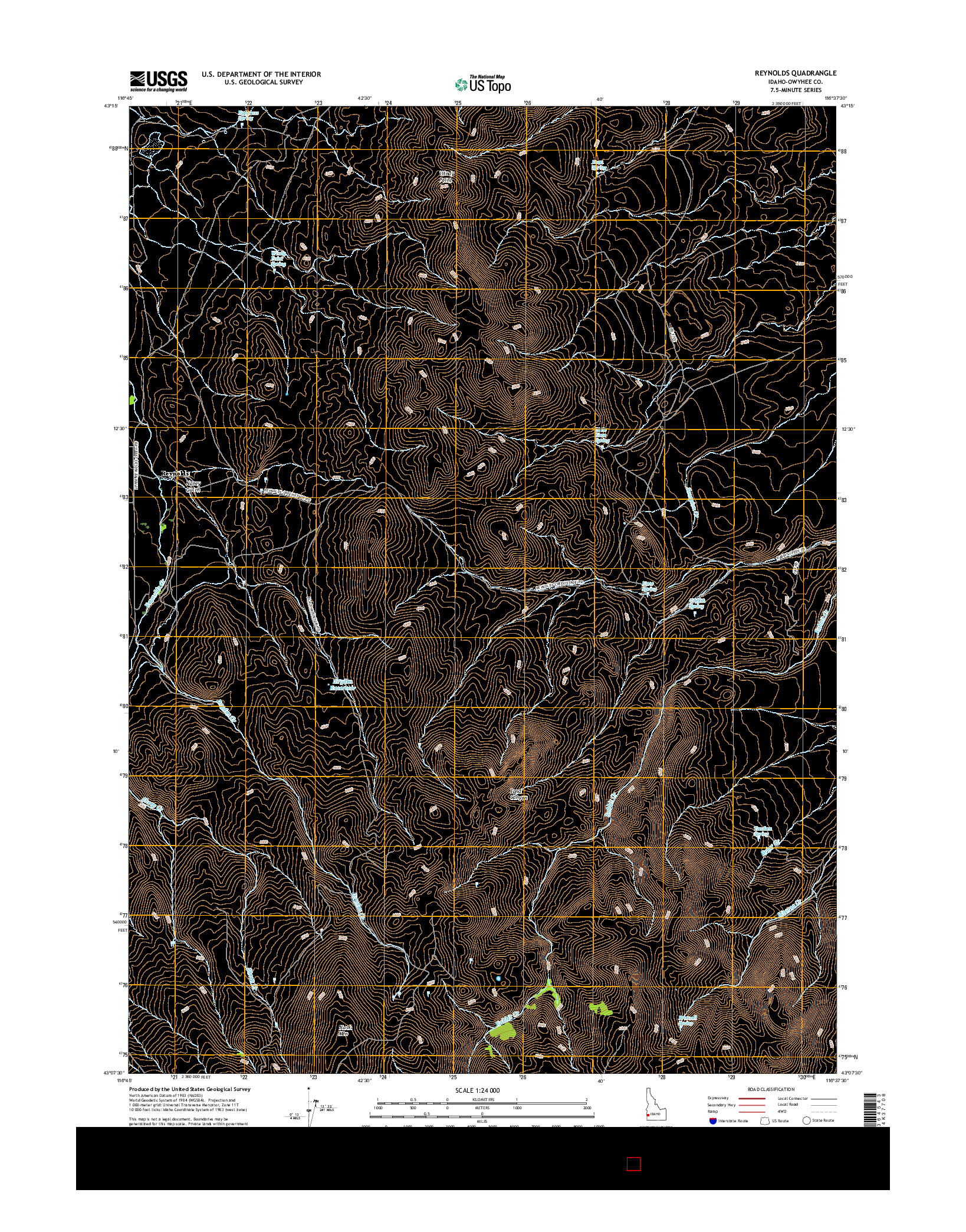 USGS US TOPO 7.5-MINUTE MAP FOR REYNOLDS, ID 2017