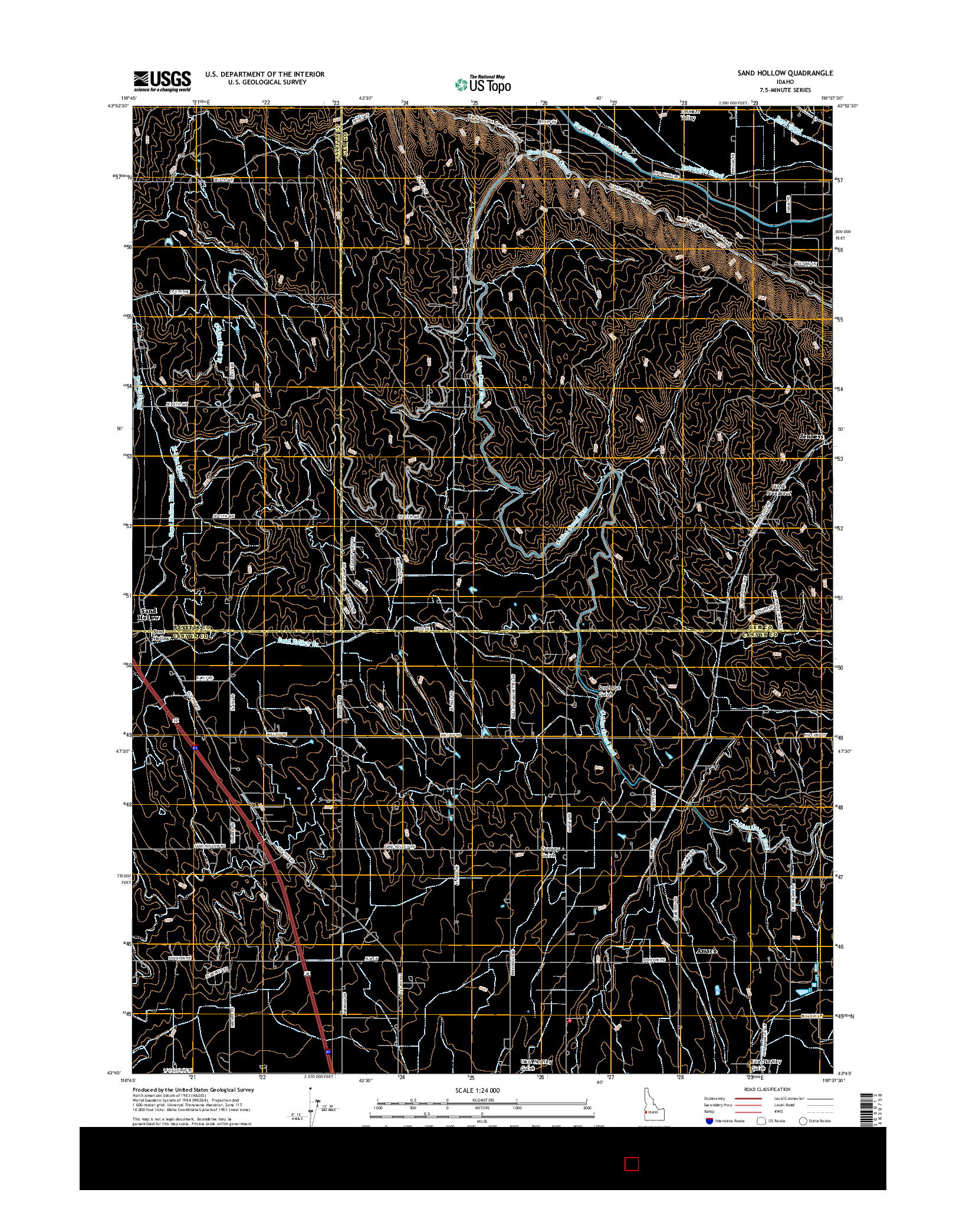 USGS US TOPO 7.5-MINUTE MAP FOR SAND HOLLOW, ID 2017