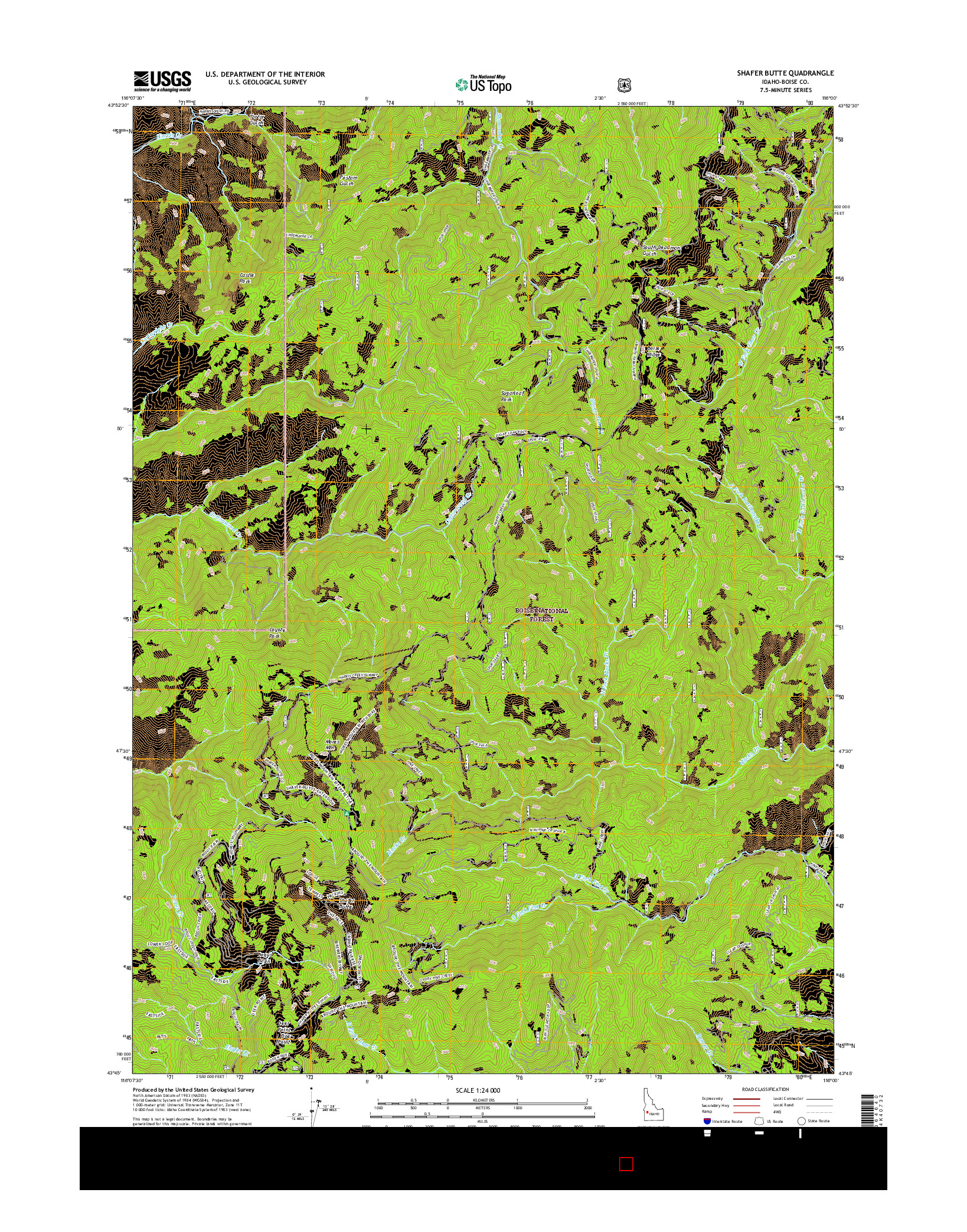 USGS US TOPO 7.5-MINUTE MAP FOR SHAFER BUTTE, ID 2017