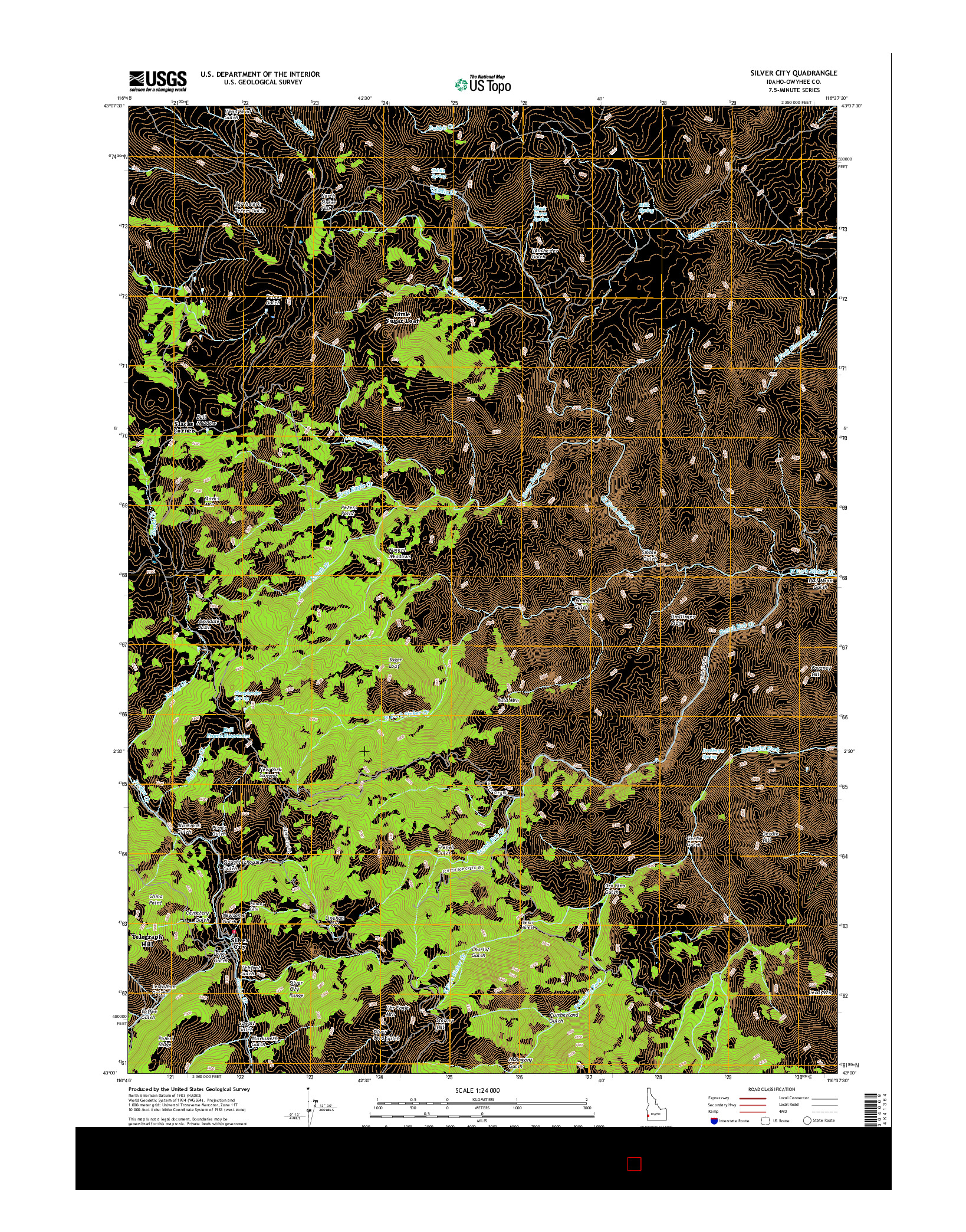USGS US TOPO 7.5-MINUTE MAP FOR SILVER CITY, ID 2017