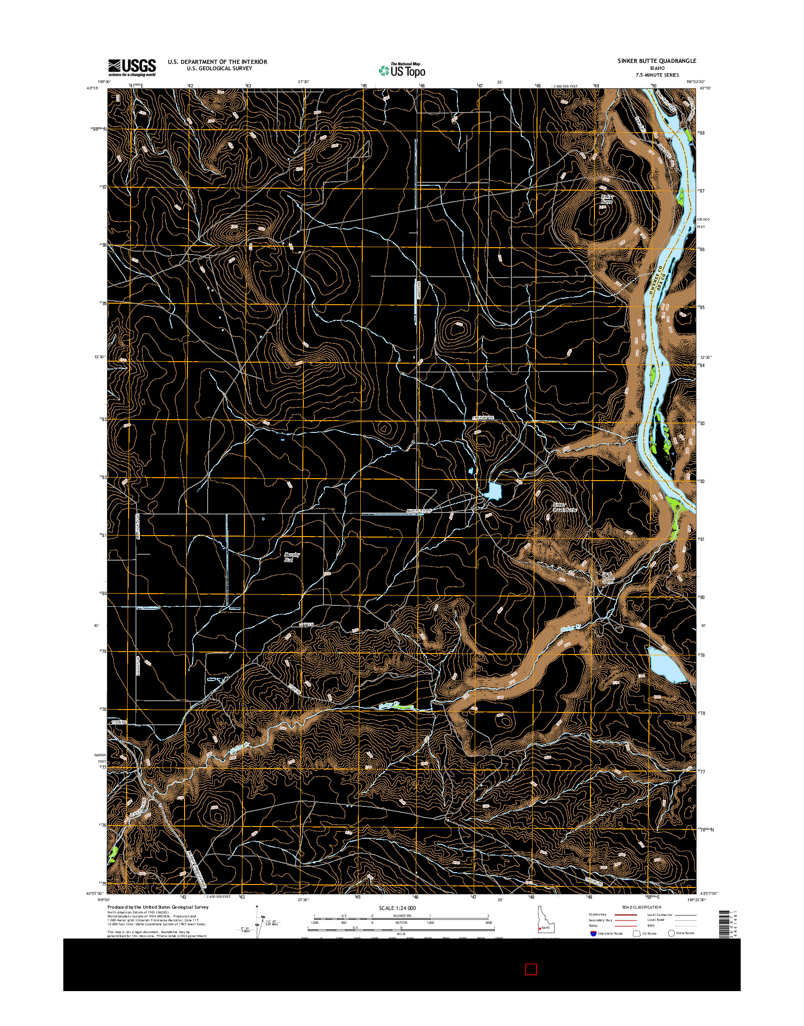 USGS US TOPO 7.5-MINUTE MAP FOR SINKER BUTTE, ID 2017