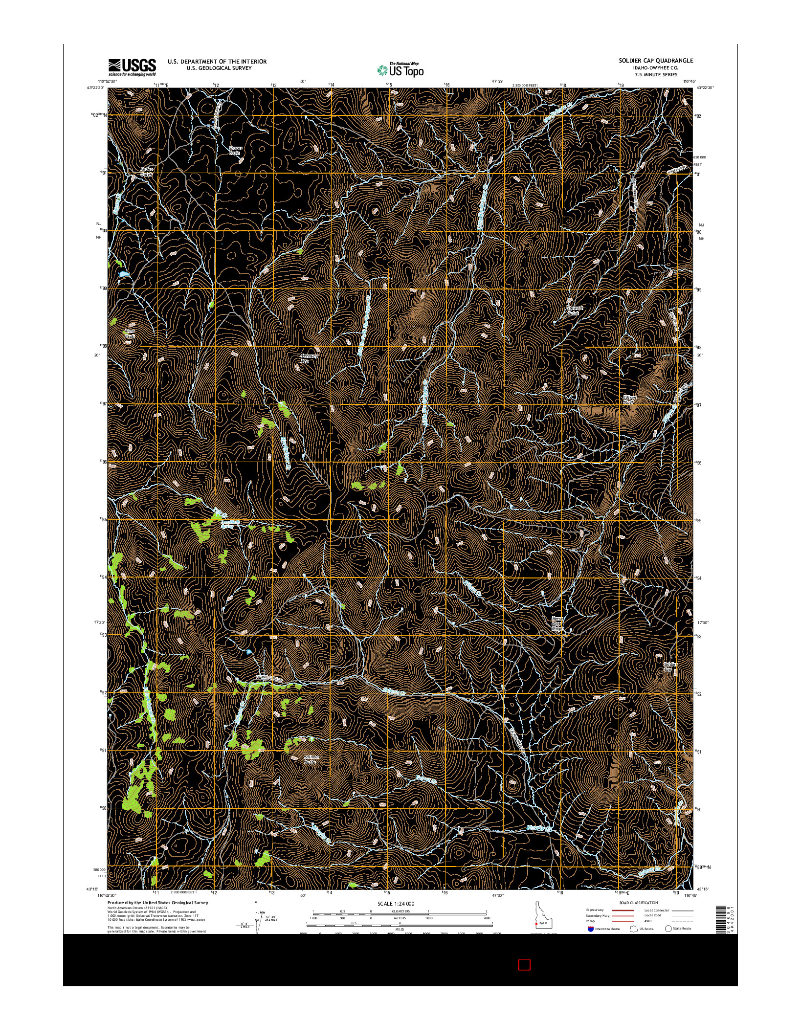 USGS US TOPO 7.5-MINUTE MAP FOR SOLDIER CAP, ID 2017