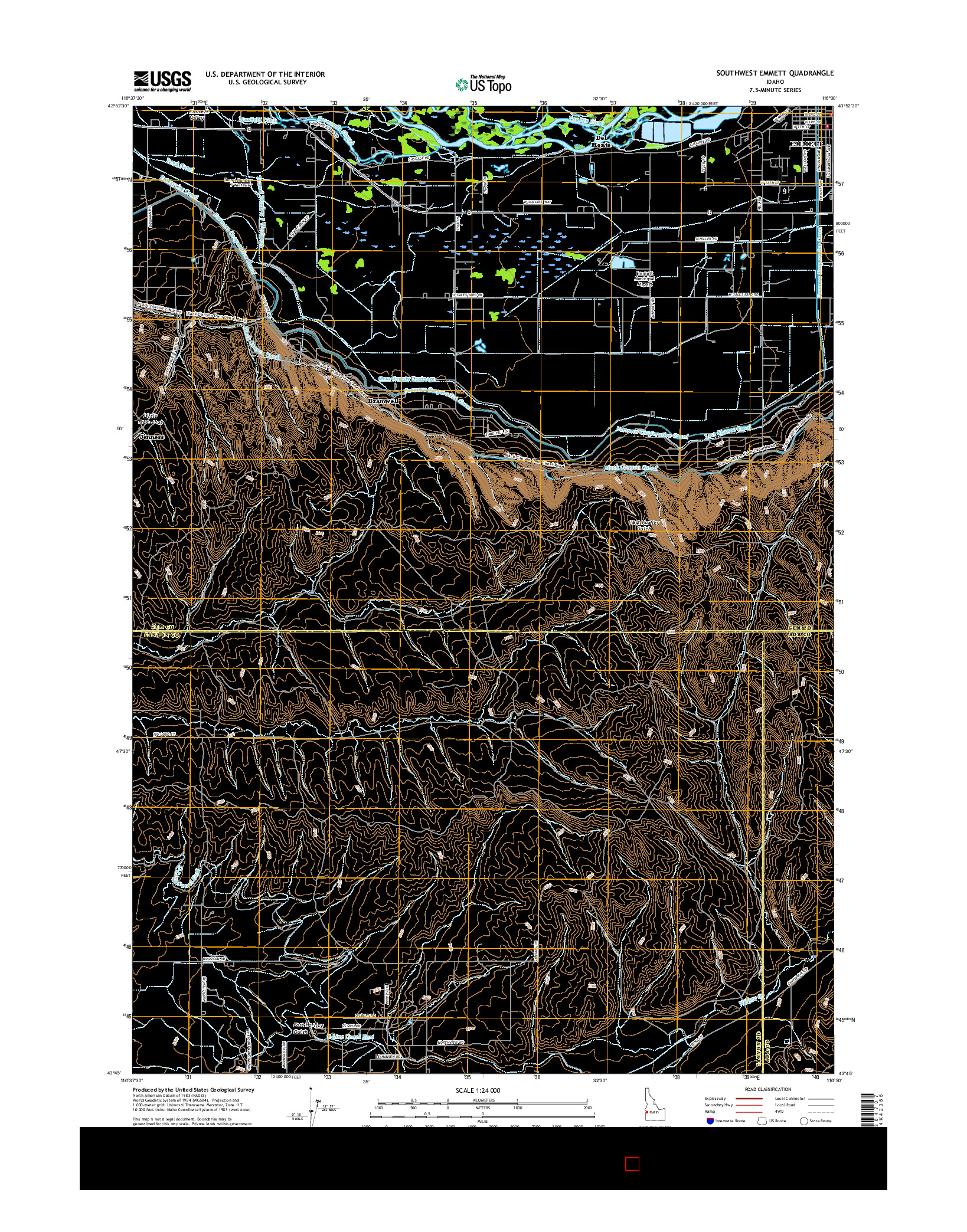 USGS US TOPO 7.5-MINUTE MAP FOR SOUTHWEST EMMETT, ID 2017