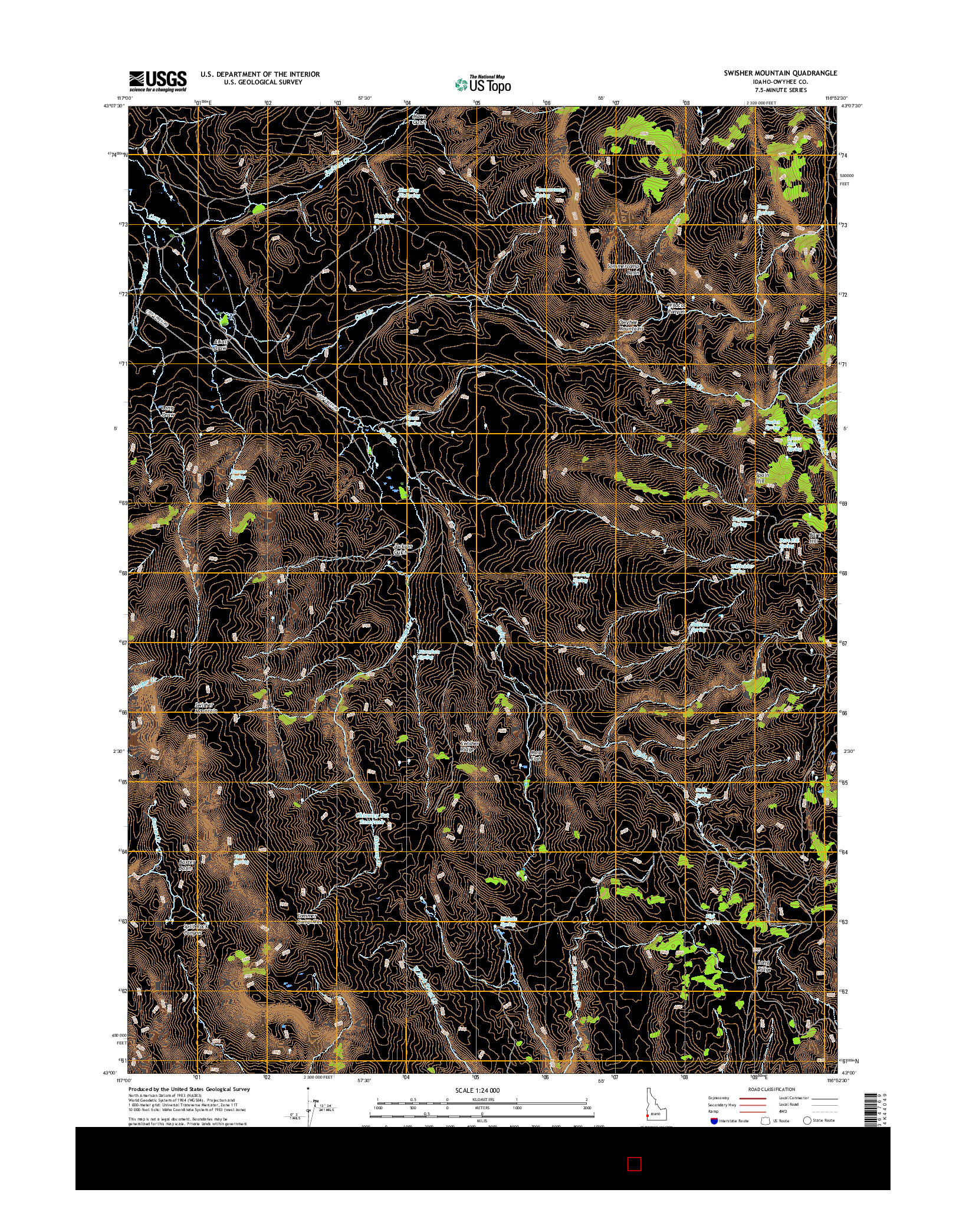 USGS US TOPO 7.5-MINUTE MAP FOR SWISHER MOUNTAIN, ID 2017