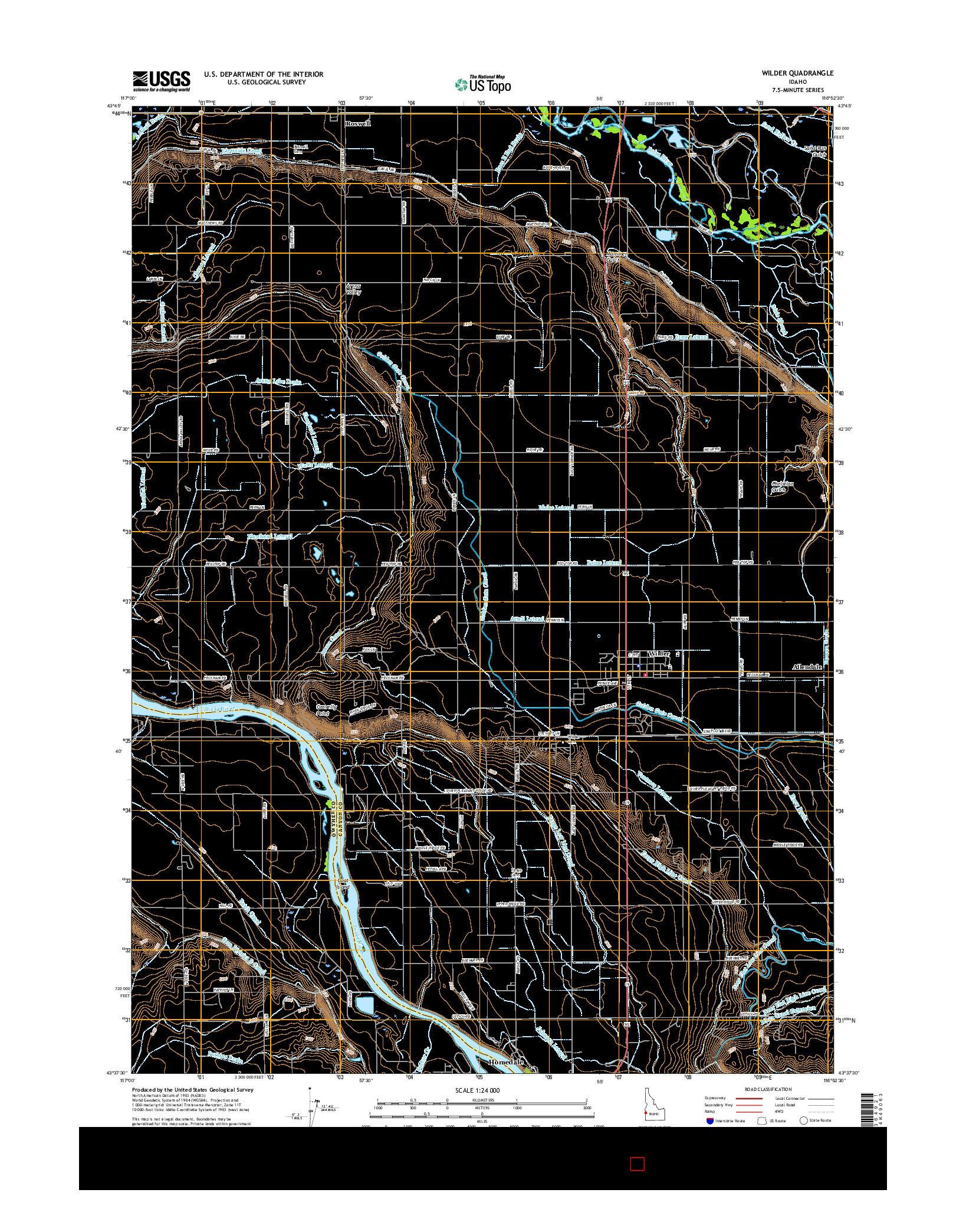 USGS US TOPO 7.5-MINUTE MAP FOR WILDER, ID 2017