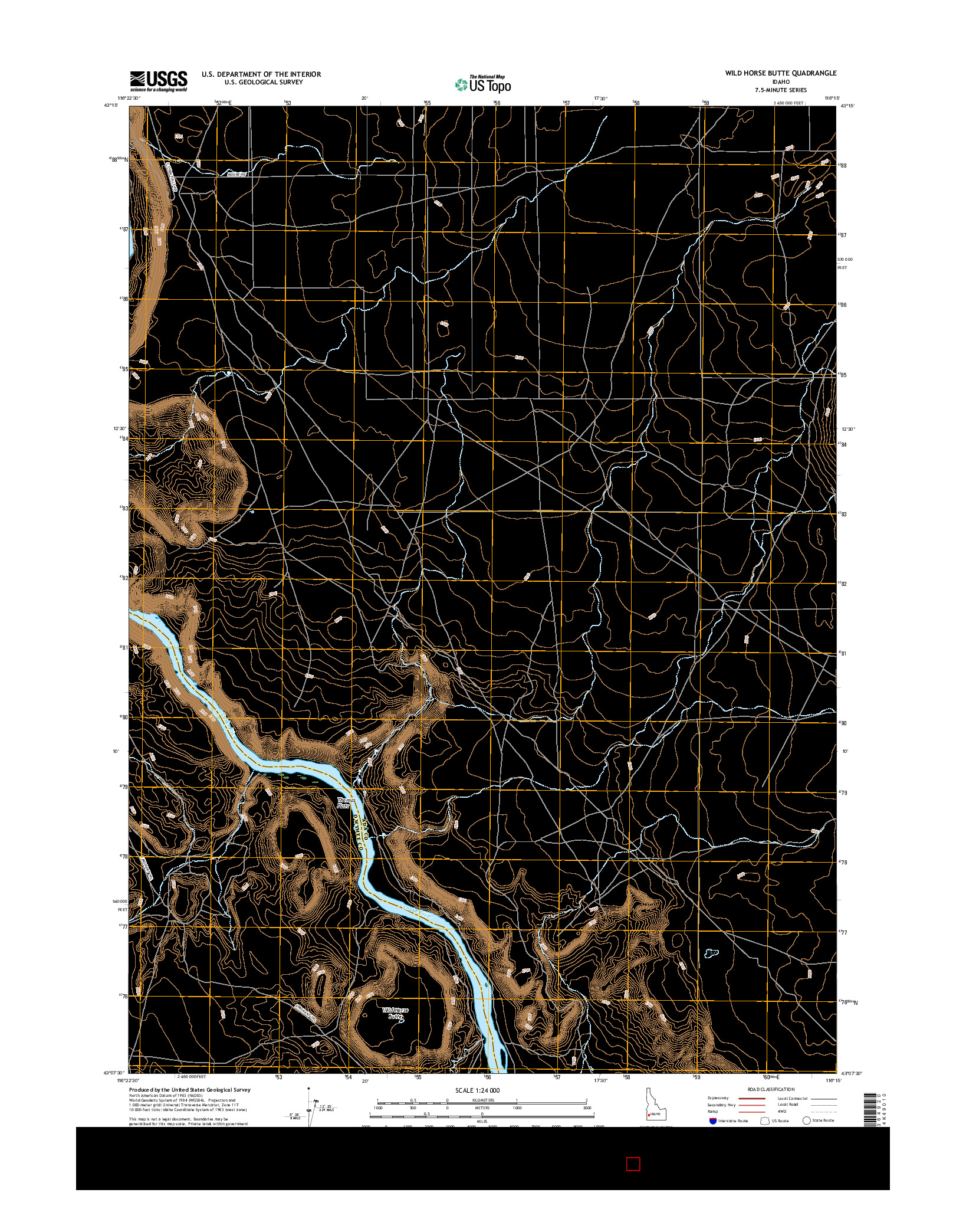 USGS US TOPO 7.5-MINUTE MAP FOR WILD HORSE BUTTE, ID 2017