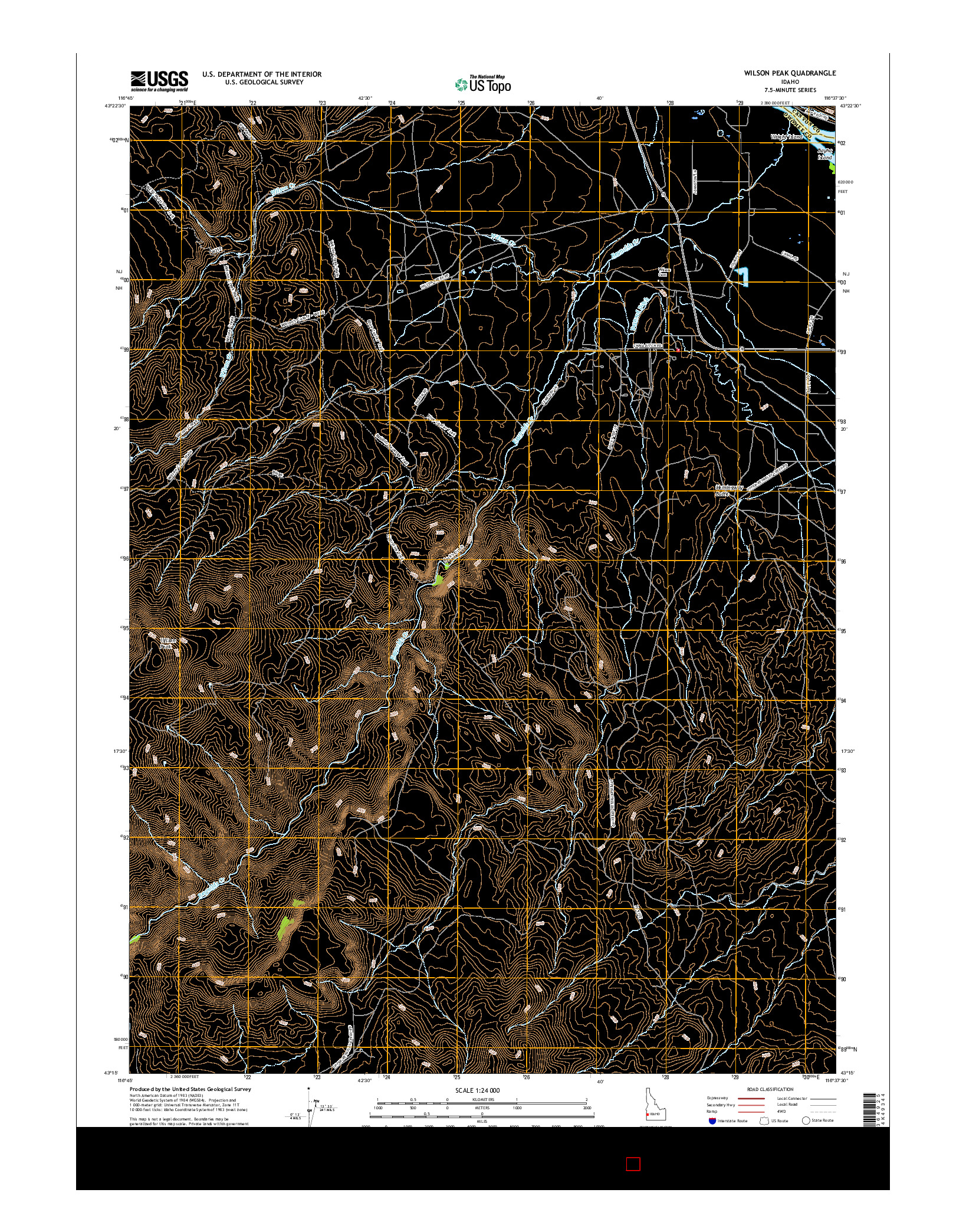 USGS US TOPO 7.5-MINUTE MAP FOR WILSON PEAK, ID 2017