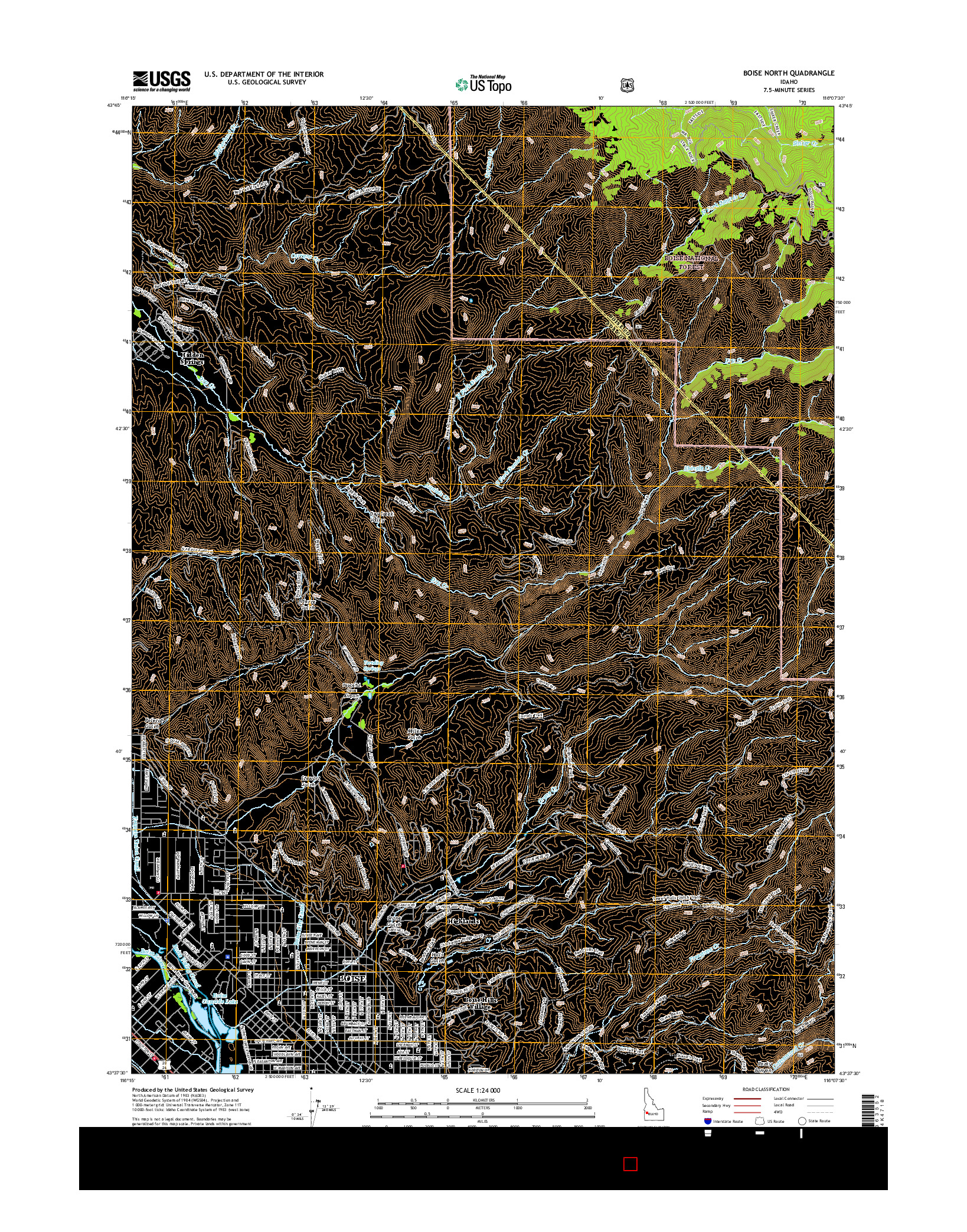 USGS US TOPO 7.5-MINUTE MAP FOR BOISE NORTH, ID 2017