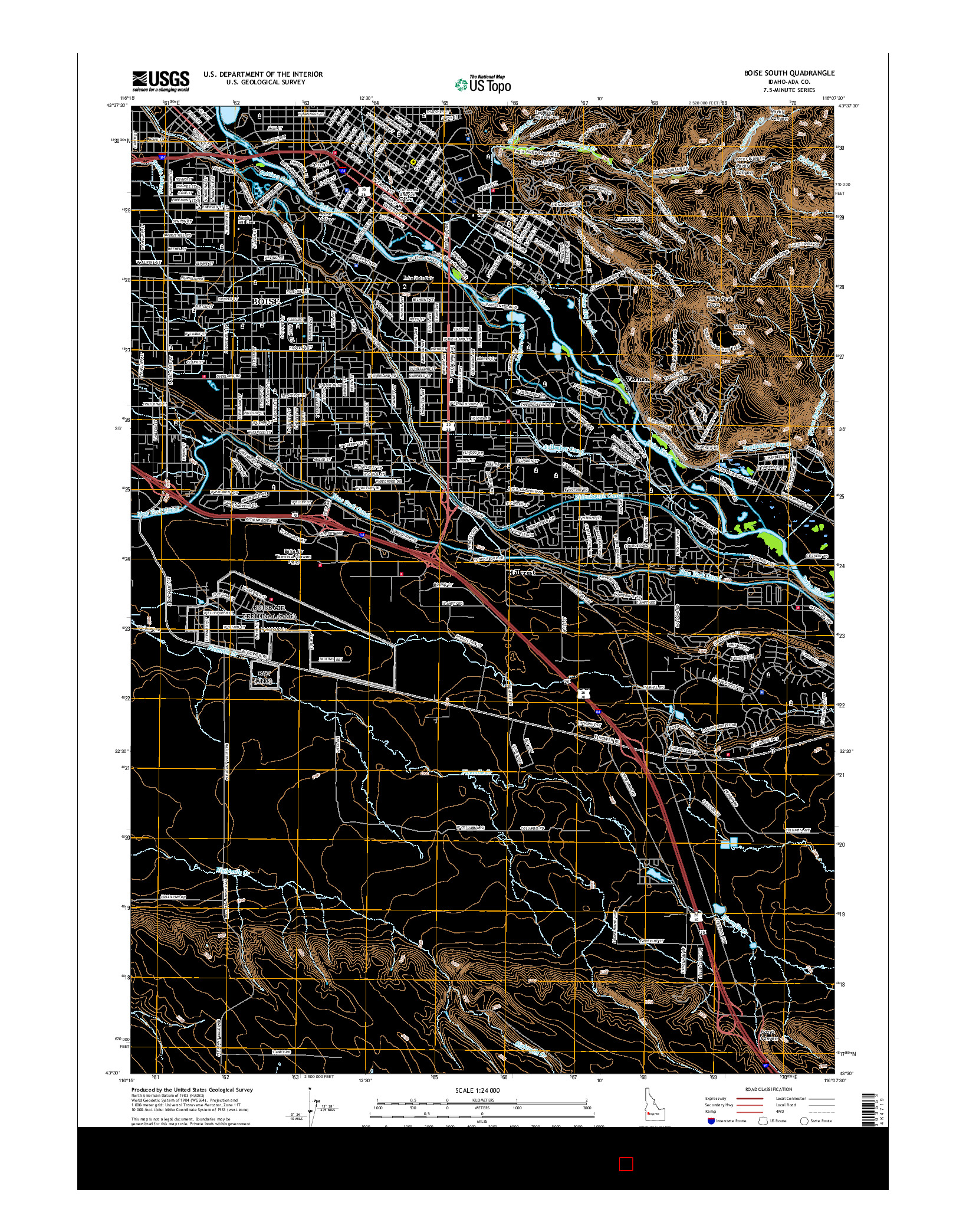 USGS US TOPO 7.5-MINUTE MAP FOR BOISE SOUTH, ID 2017