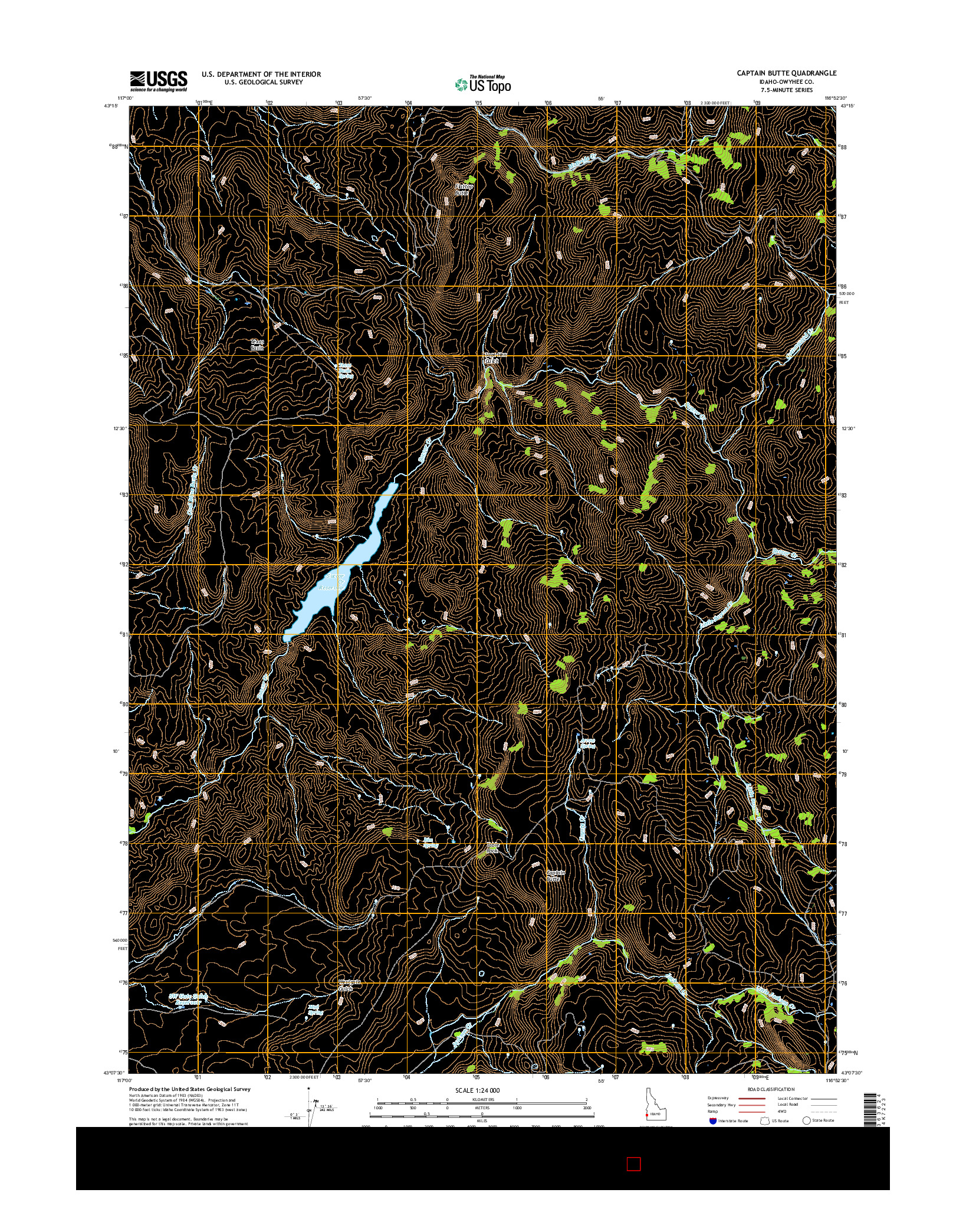 USGS US TOPO 7.5-MINUTE MAP FOR CAPTAIN BUTTE, ID 2017