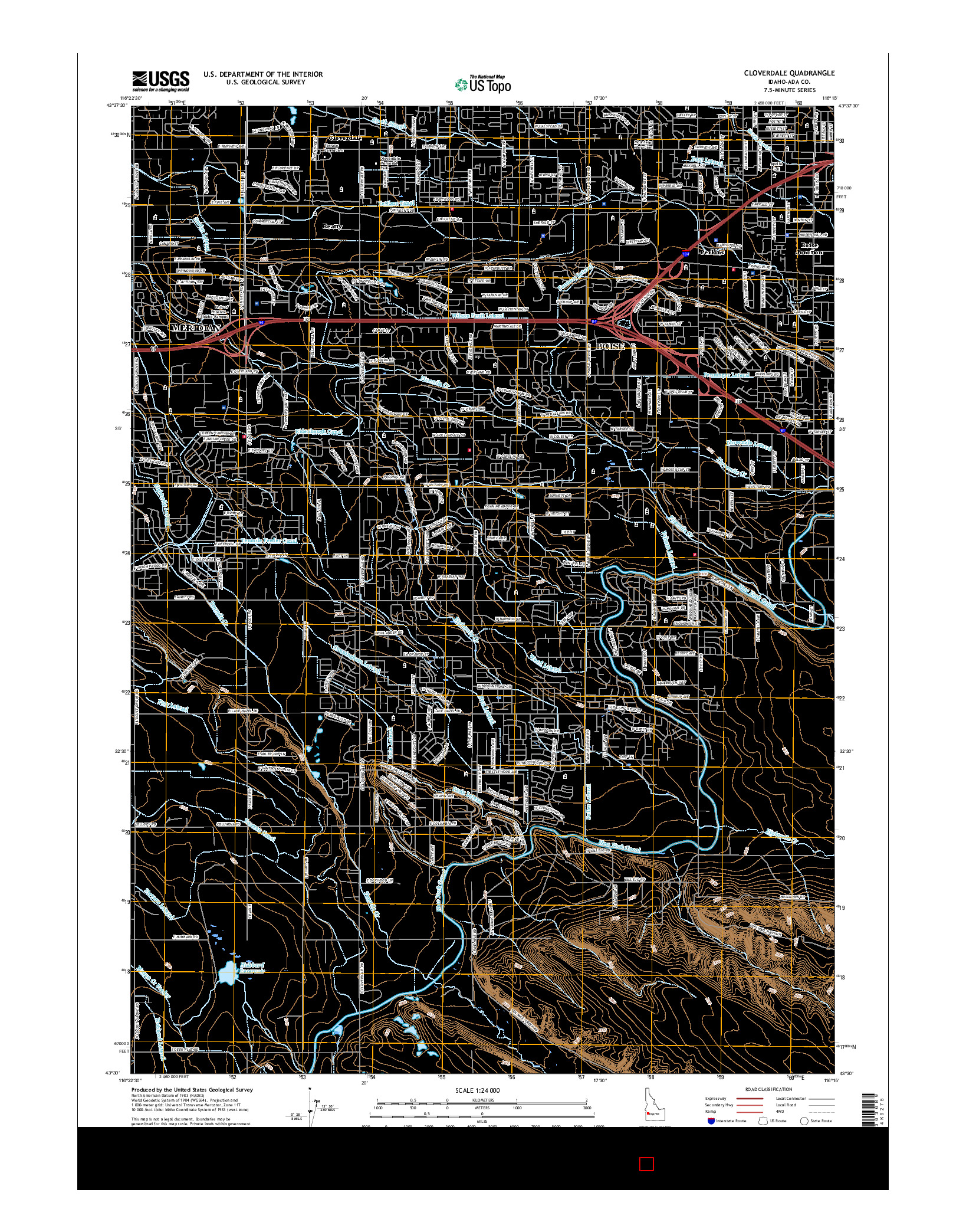 USGS US TOPO 7.5-MINUTE MAP FOR CLOVERDALE, ID 2017