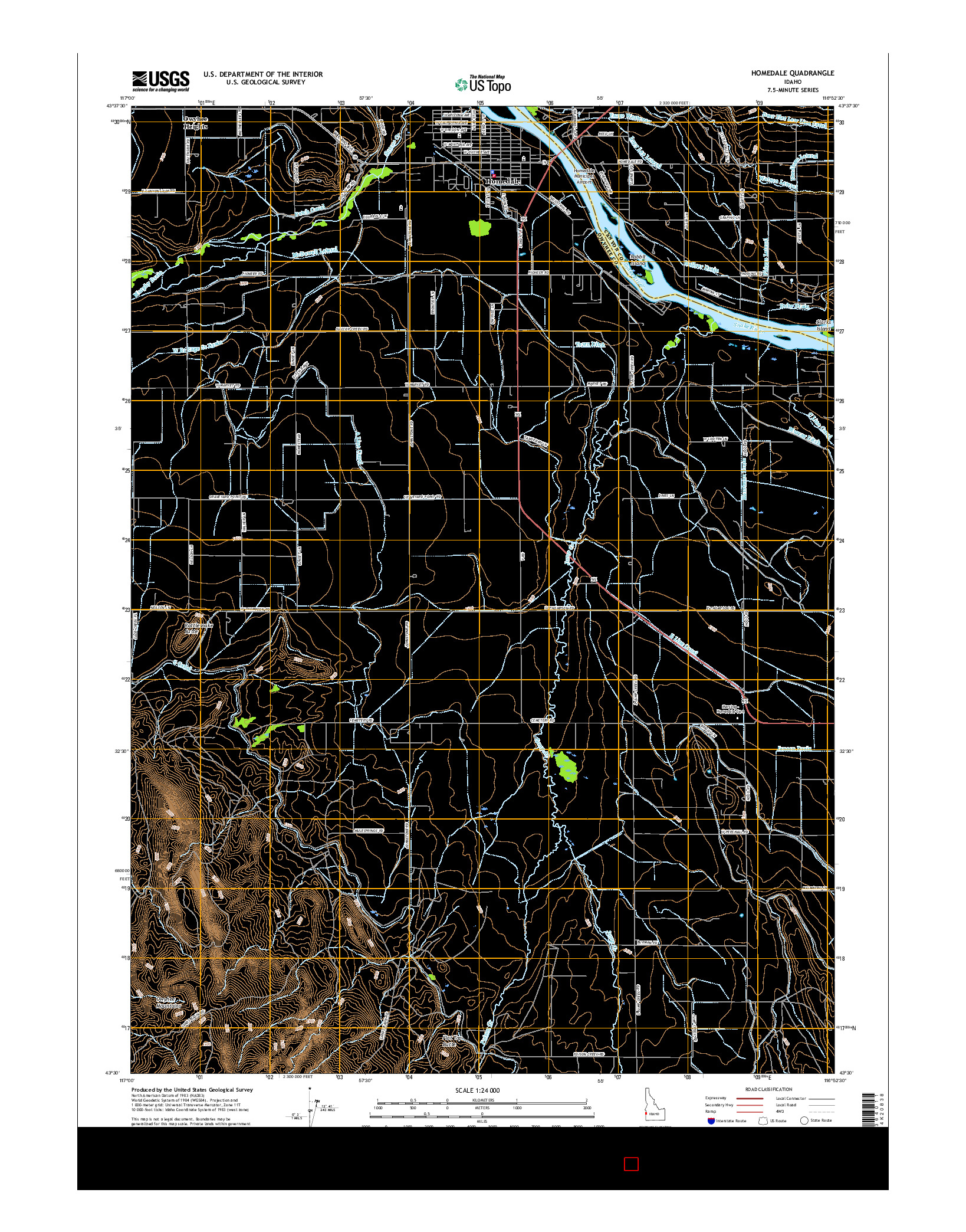 USGS US TOPO 7.5-MINUTE MAP FOR HOMEDALE, ID 2017