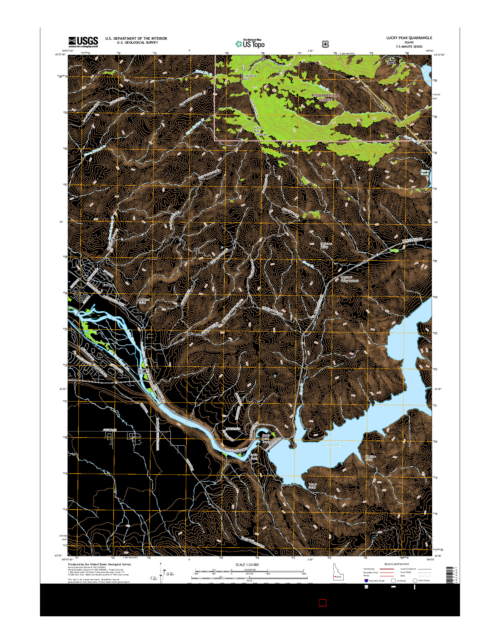 USGS US TOPO 7.5-MINUTE MAP FOR LUCKY PEAK, ID 2017