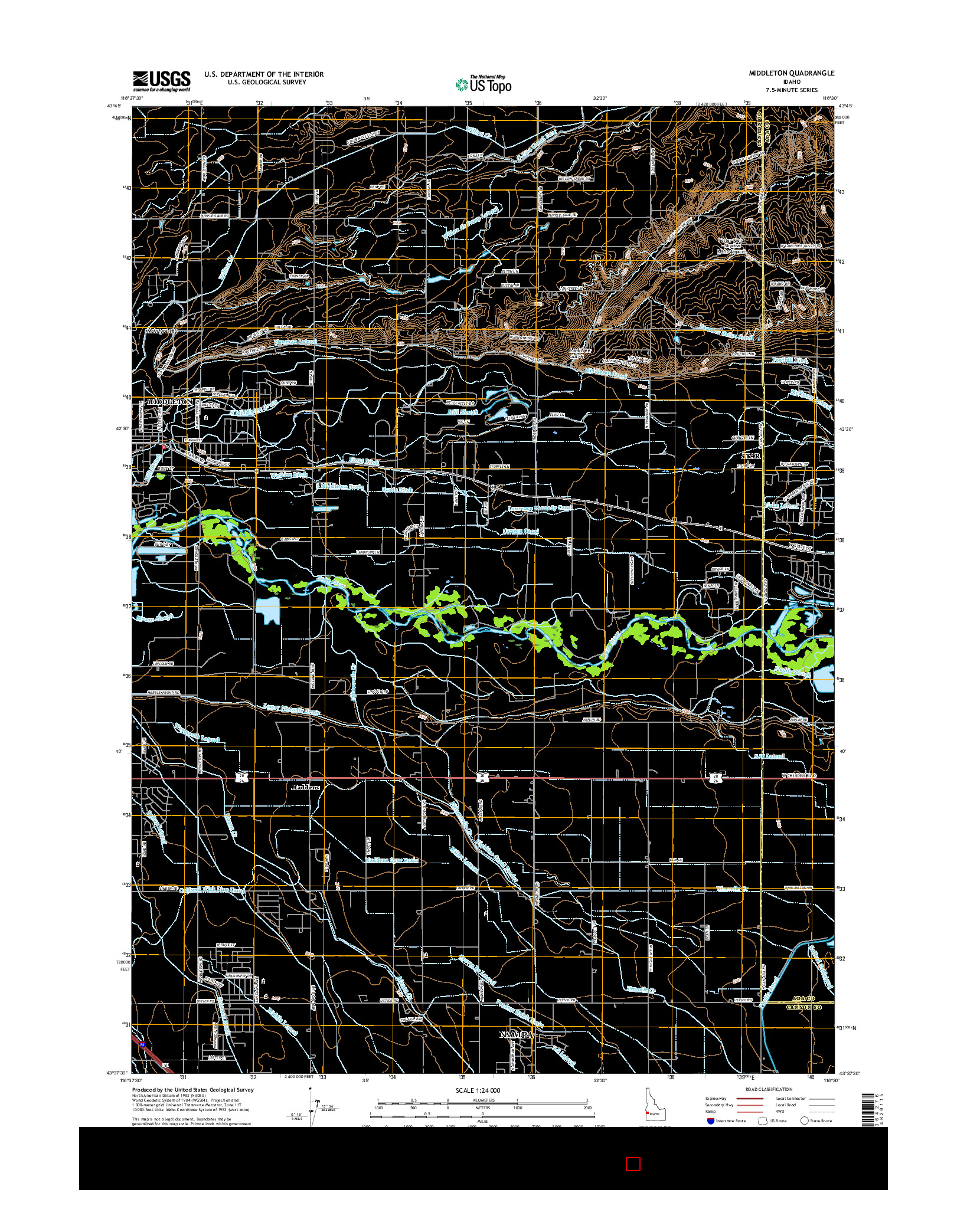 USGS US TOPO 7.5-MINUTE MAP FOR MIDDLETON, ID 2017