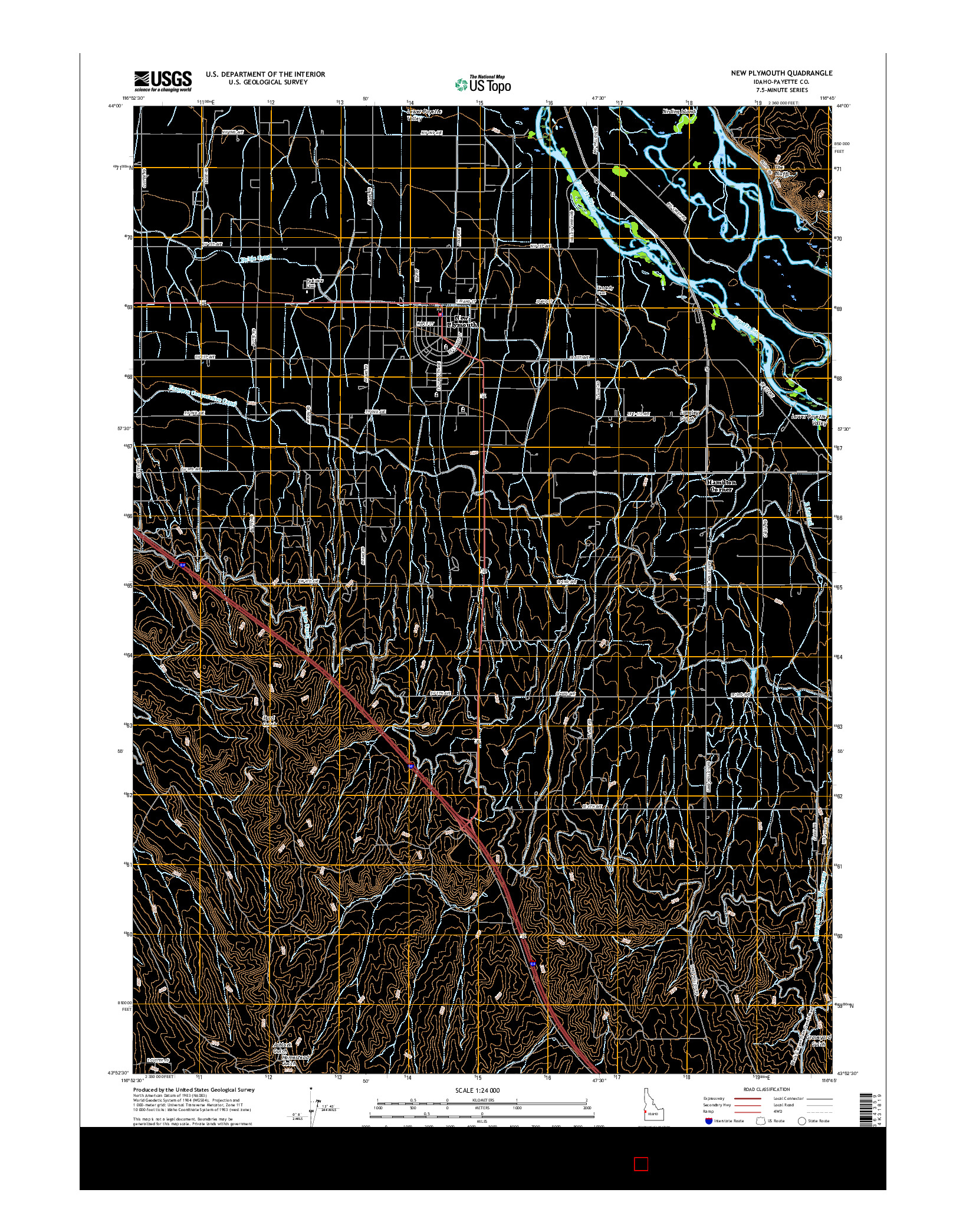 USGS US TOPO 7.5-MINUTE MAP FOR NEW PLYMOUTH, ID 2017