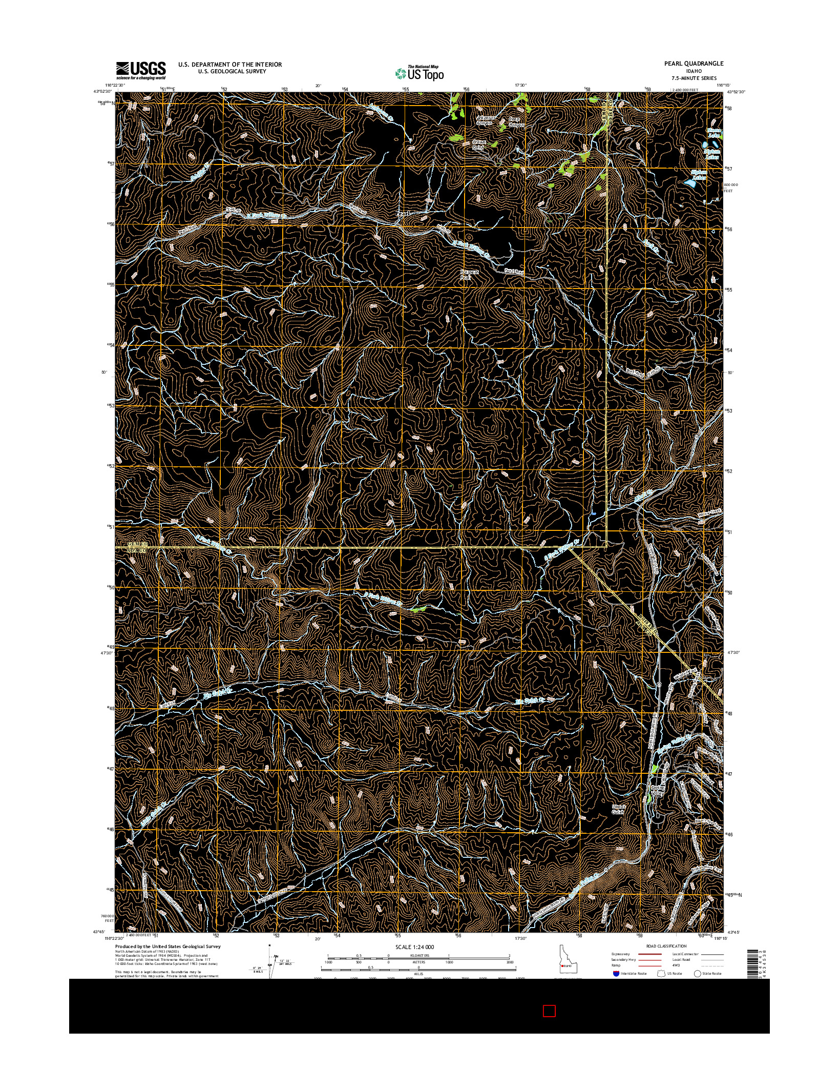 USGS US TOPO 7.5-MINUTE MAP FOR PEARL, ID 2017