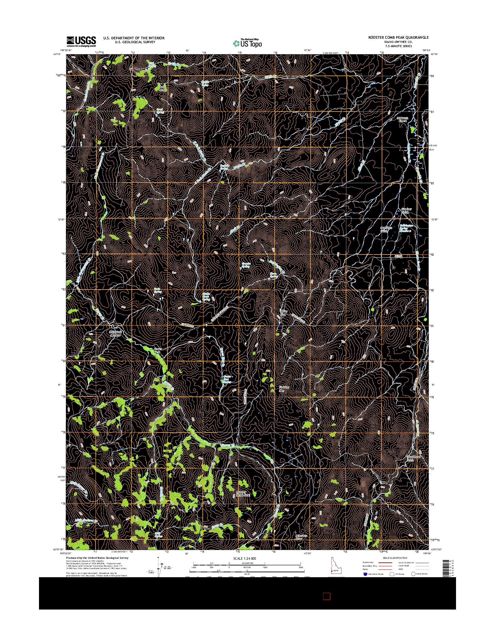 USGS US TOPO 7.5-MINUTE MAP FOR ROOSTER COMB PEAK, ID 2017