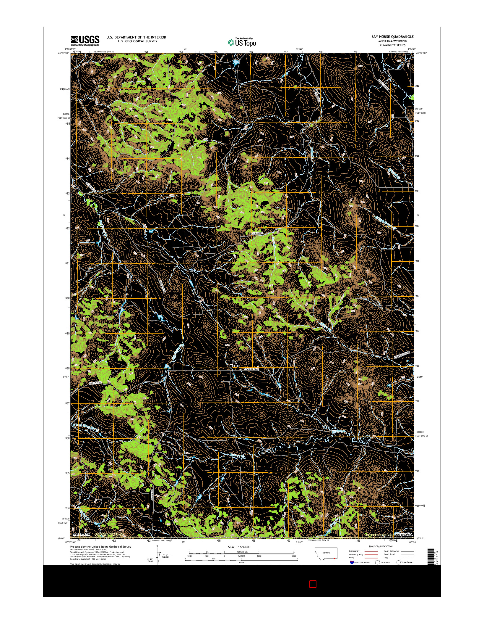USGS US TOPO 7.5-MINUTE MAP FOR BAY HORSE, MT-WY 2017