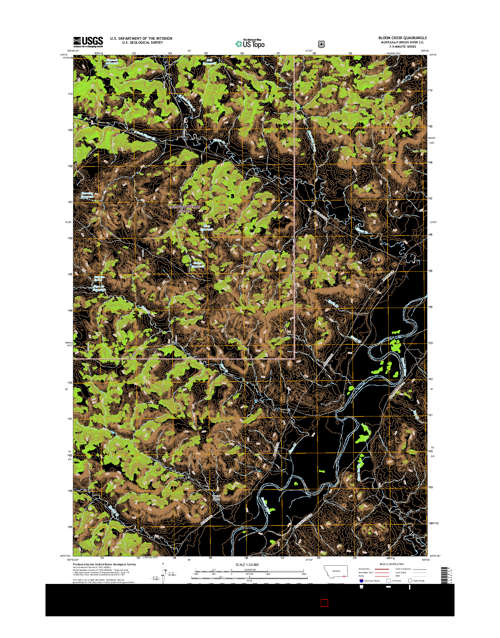 USGS US TOPO 7.5-MINUTE MAP FOR BLOOM CREEK, MT 2017
