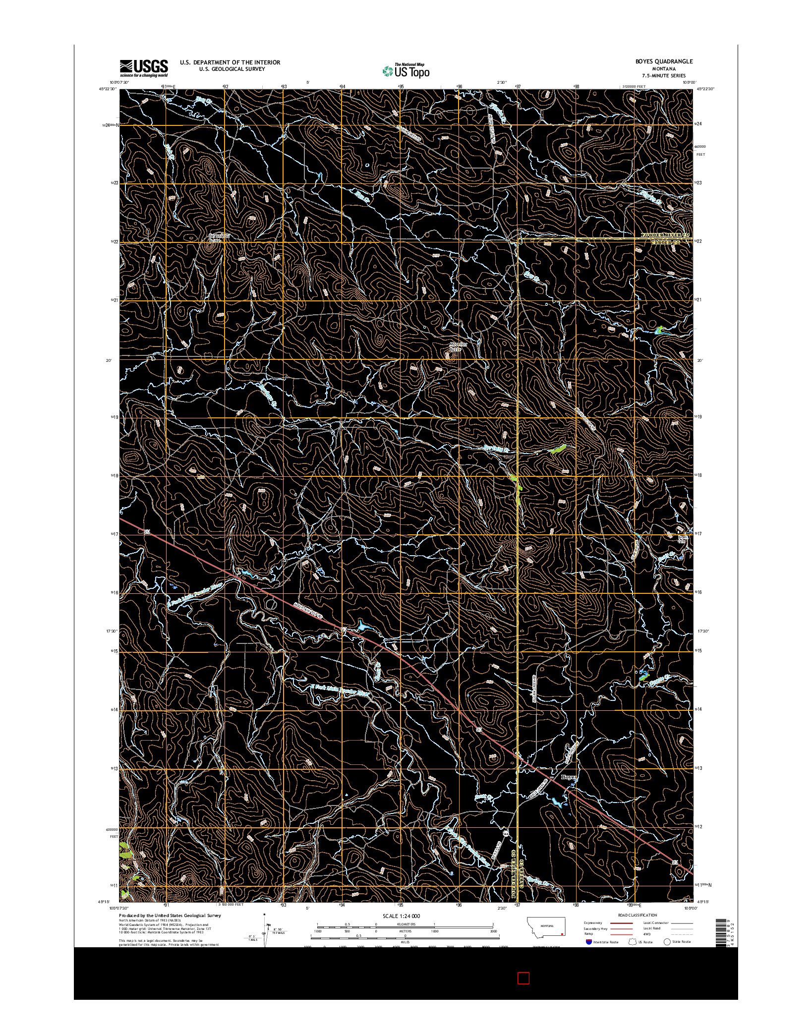 USGS US TOPO 7.5-MINUTE MAP FOR BOYES, MT 2017