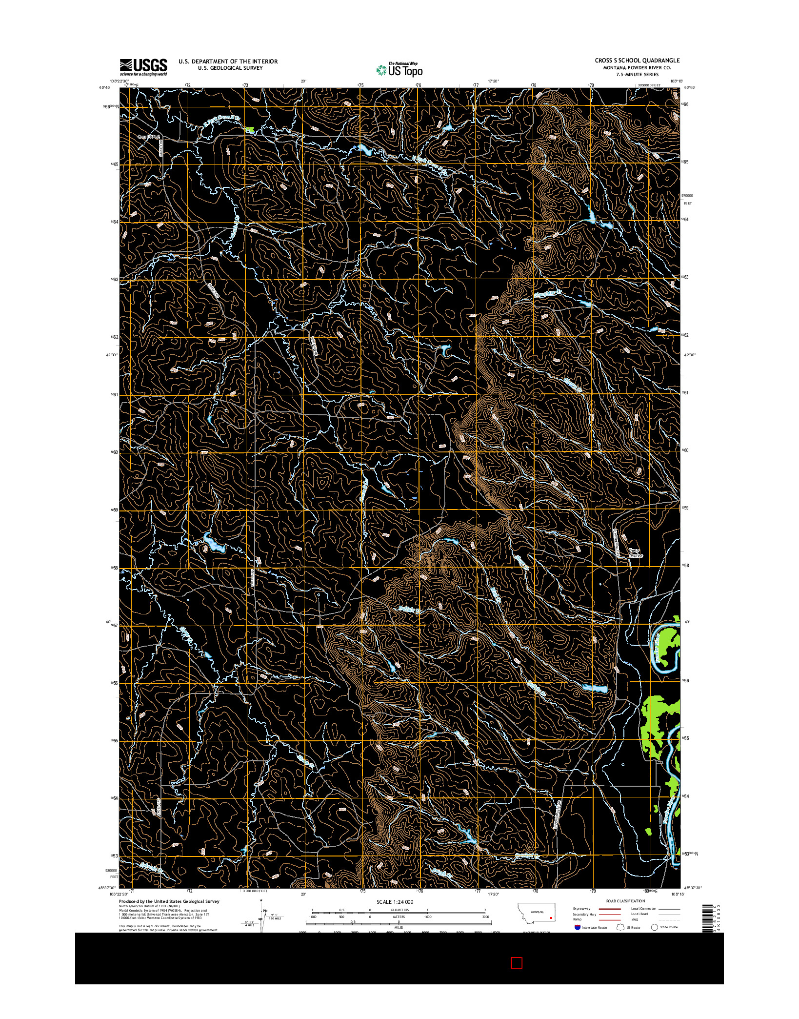 USGS US TOPO 7.5-MINUTE MAP FOR CROSS S SCHOOL, MT 2017