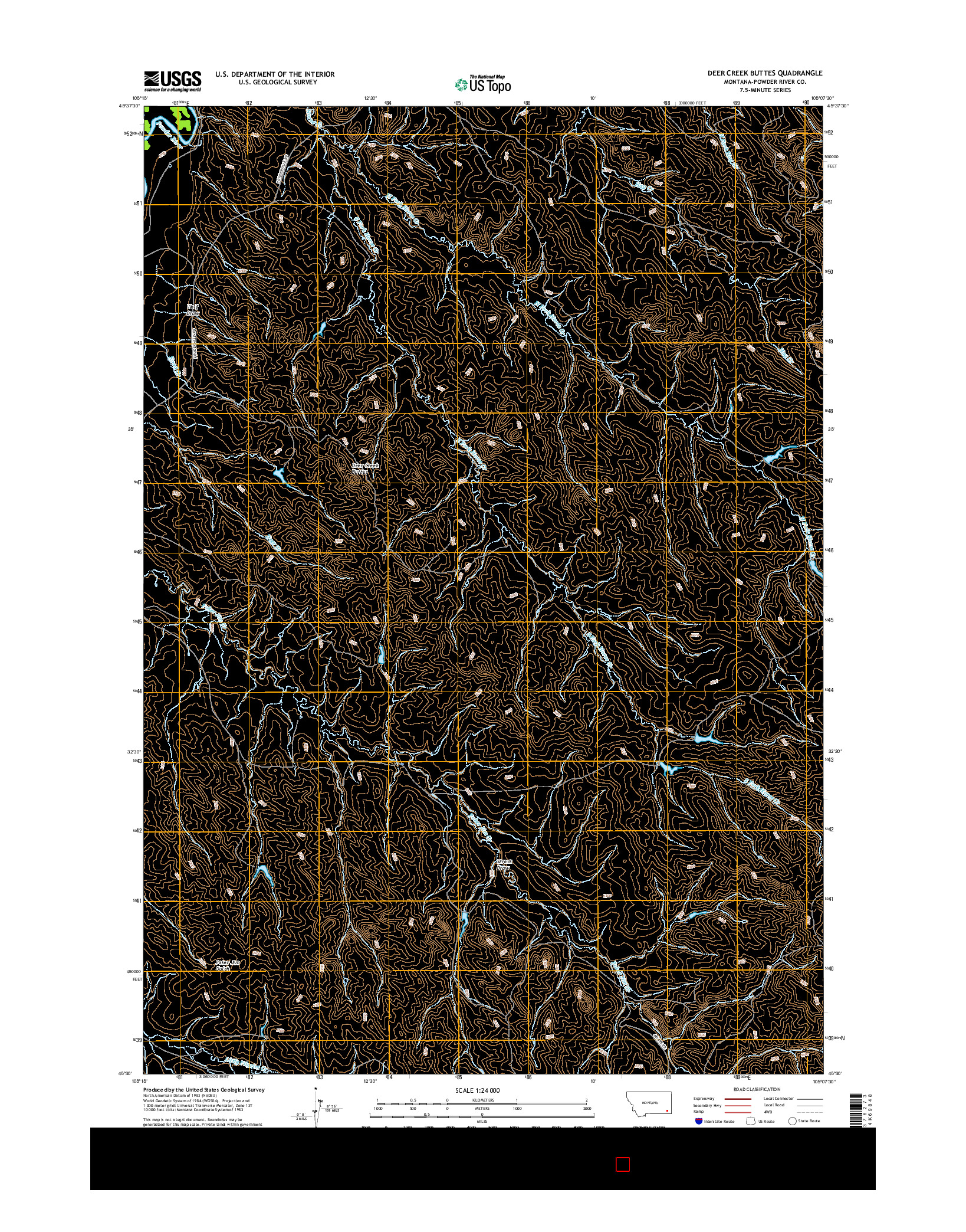 USGS US TOPO 7.5-MINUTE MAP FOR DEER CREEK BUTTES, MT 2017